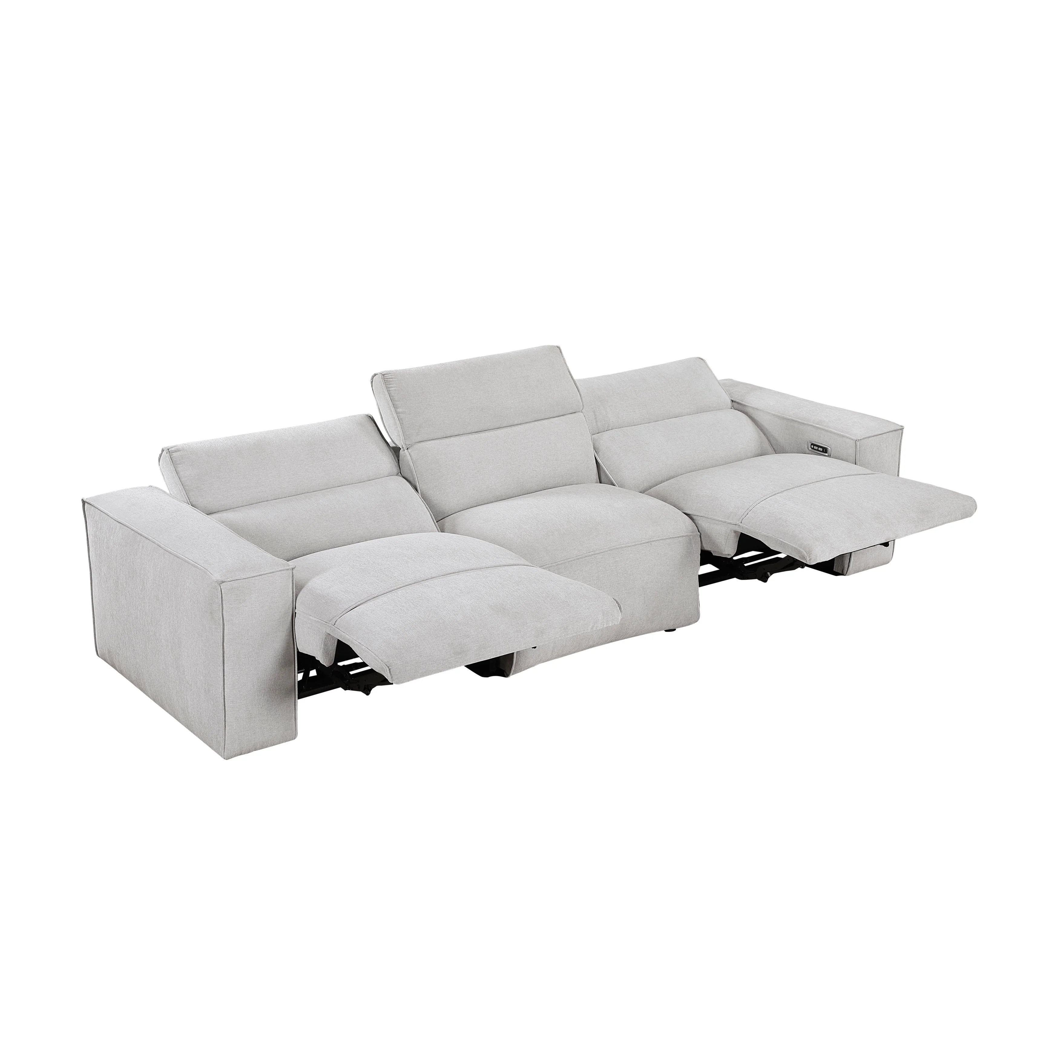 Phoebe Light Gray Power Double Reclining Sofa with Power Headrests - Image 7