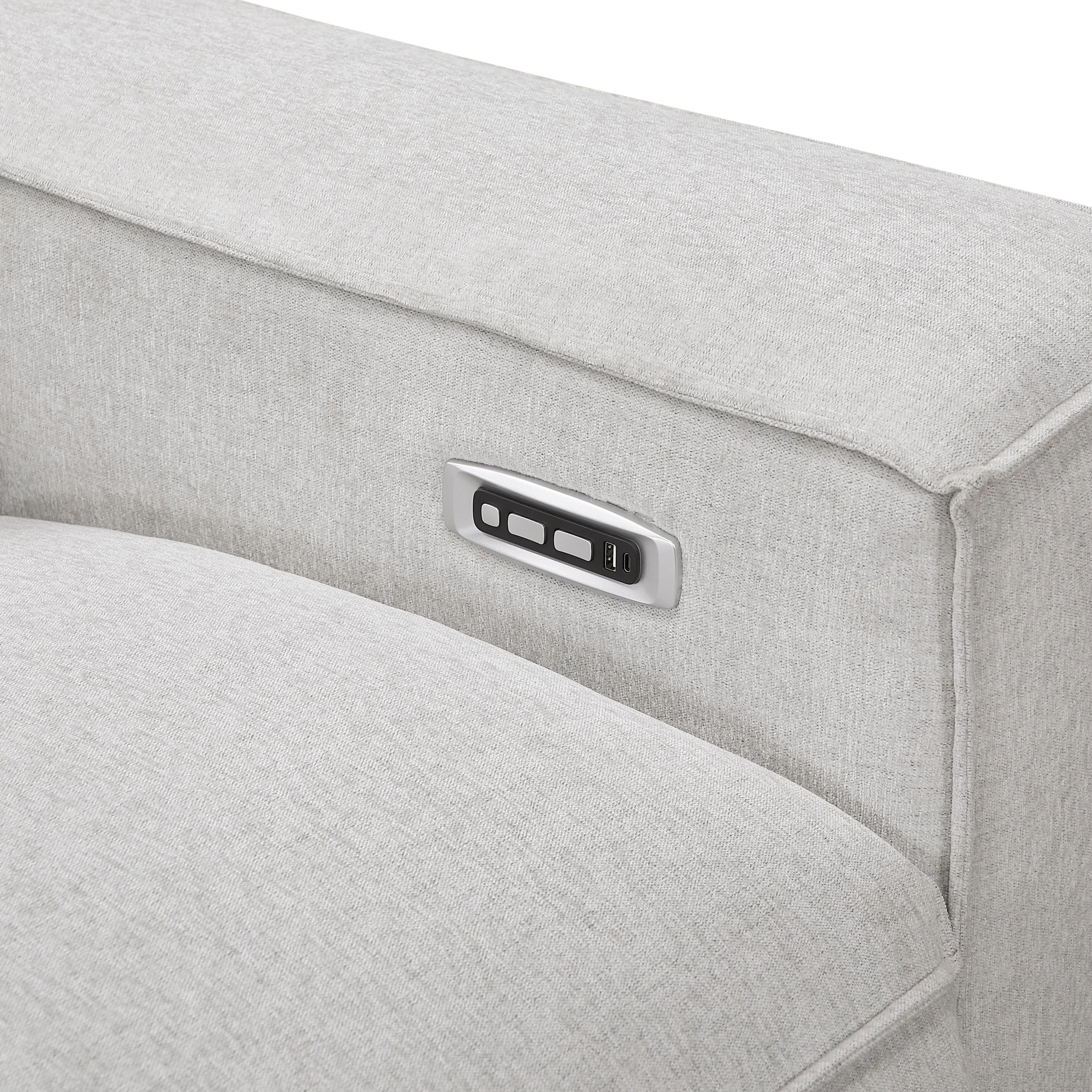 Phoebe Light Gray Power Double Reclining Sofa with Power Headrests - Image 8