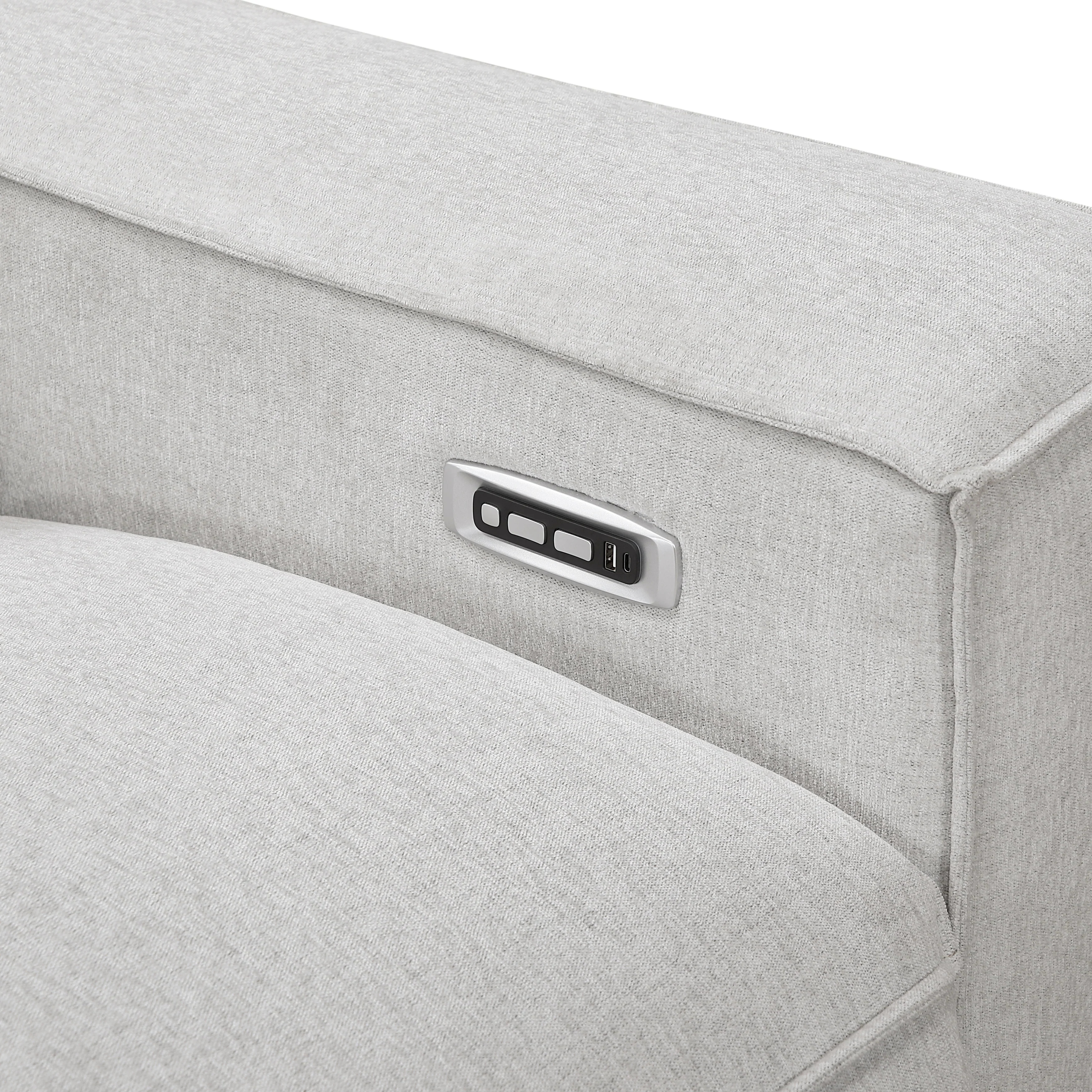 Phoebe Light Gray Power Double Reclining Loveseat with Power Headrests - Image 6