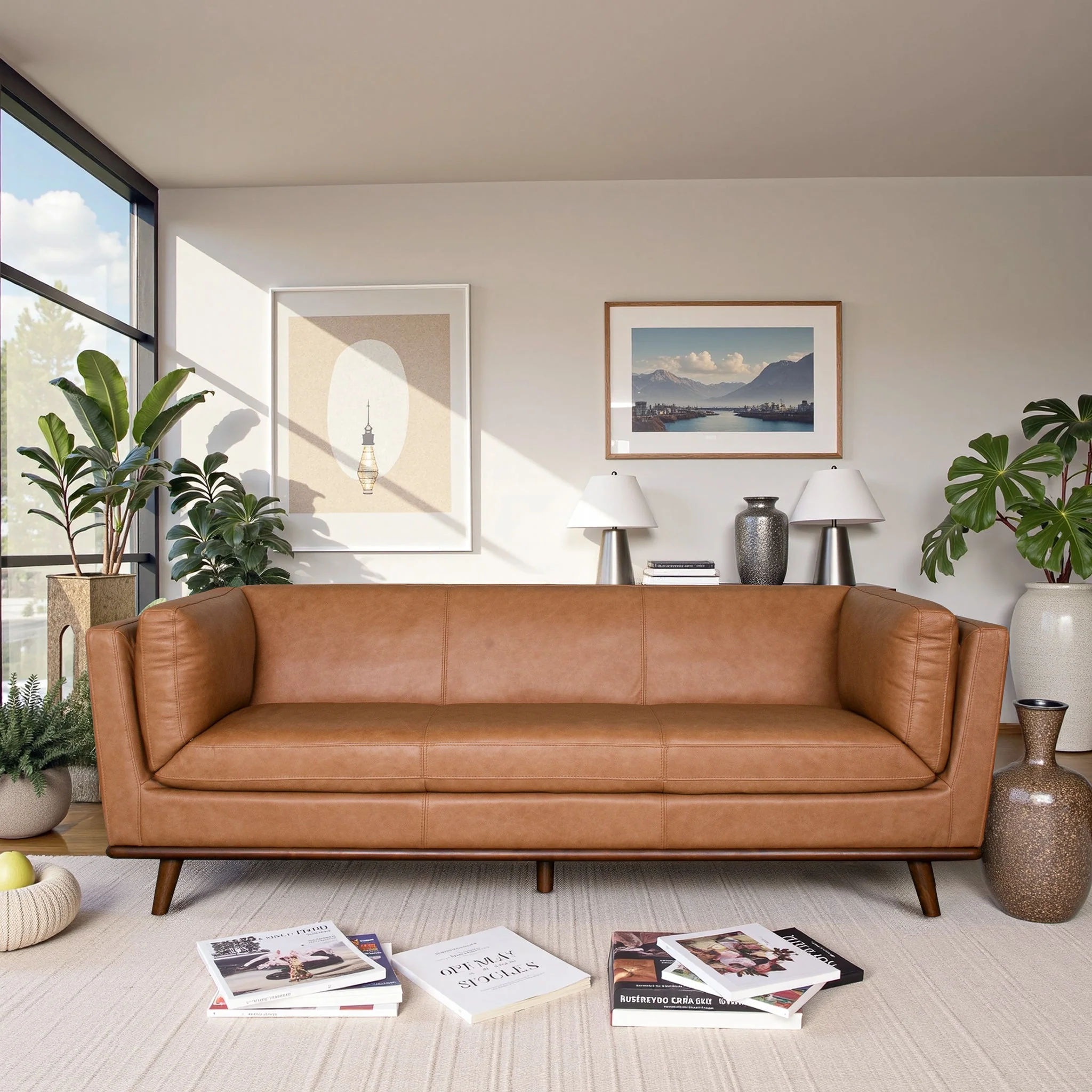 Phoenix Cognac Leather Sofa - Image 2