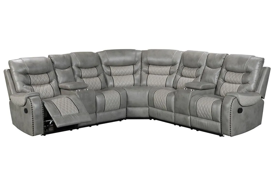 Phoenix II Grey Reclining Sectional - Image 2