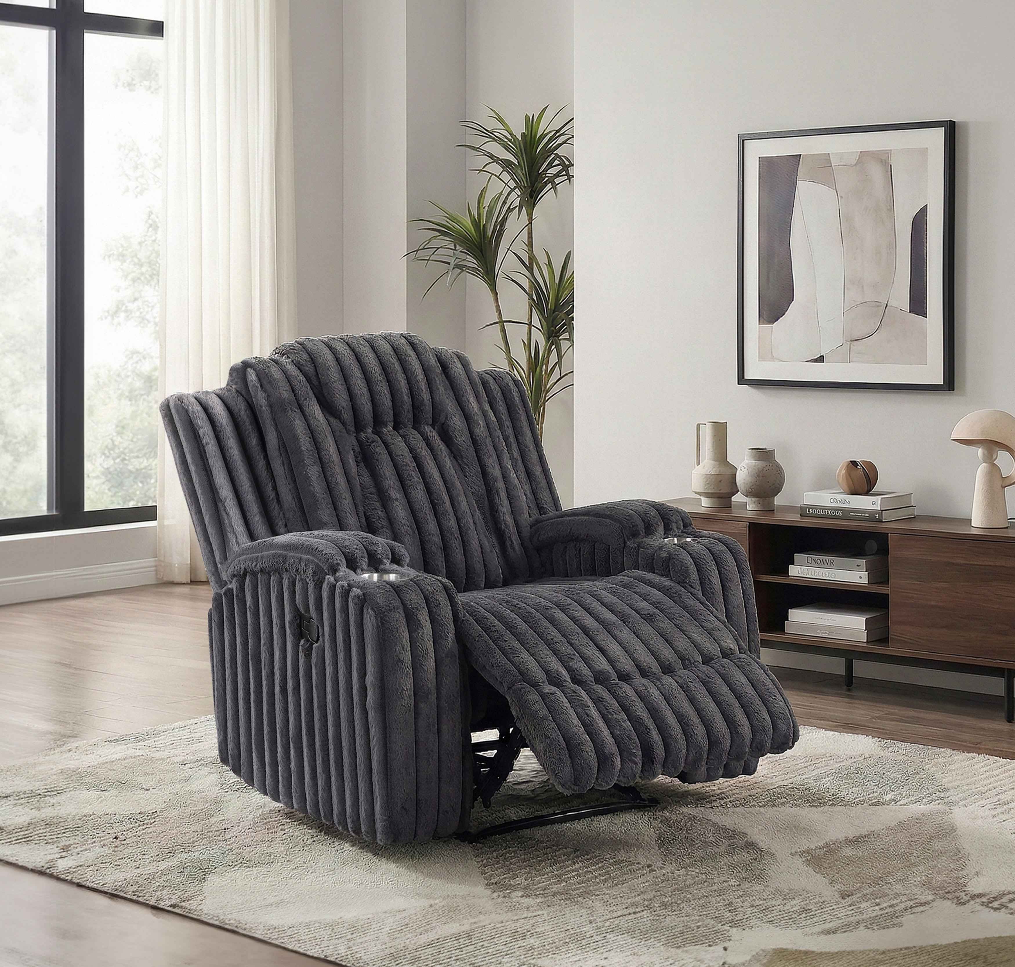 Phyllis Dark Gray 3-Piece Reclining Living Room Set - Image 26
