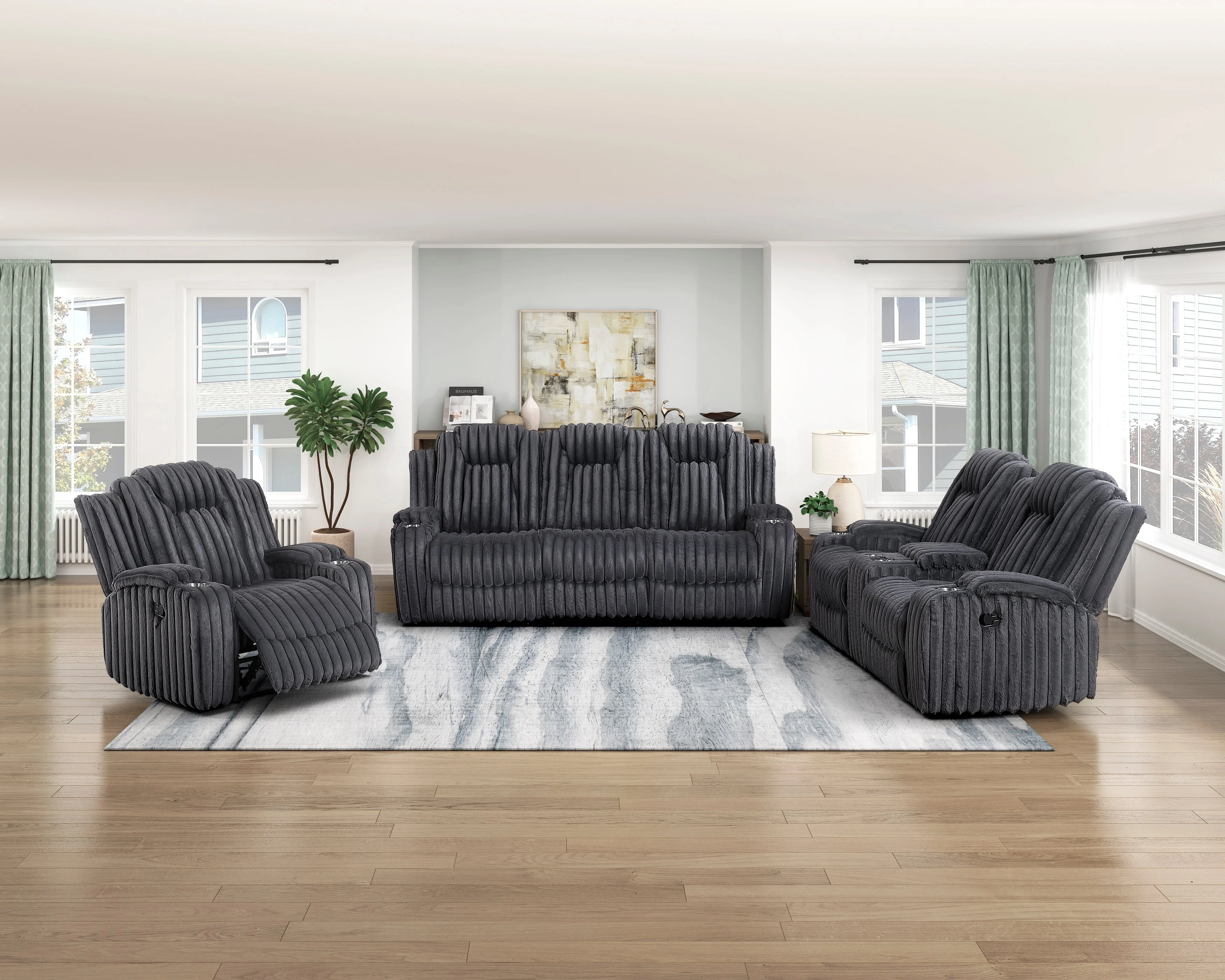 Phyllis Dark Gray Reclining Chair with Cup Holders - Image 12