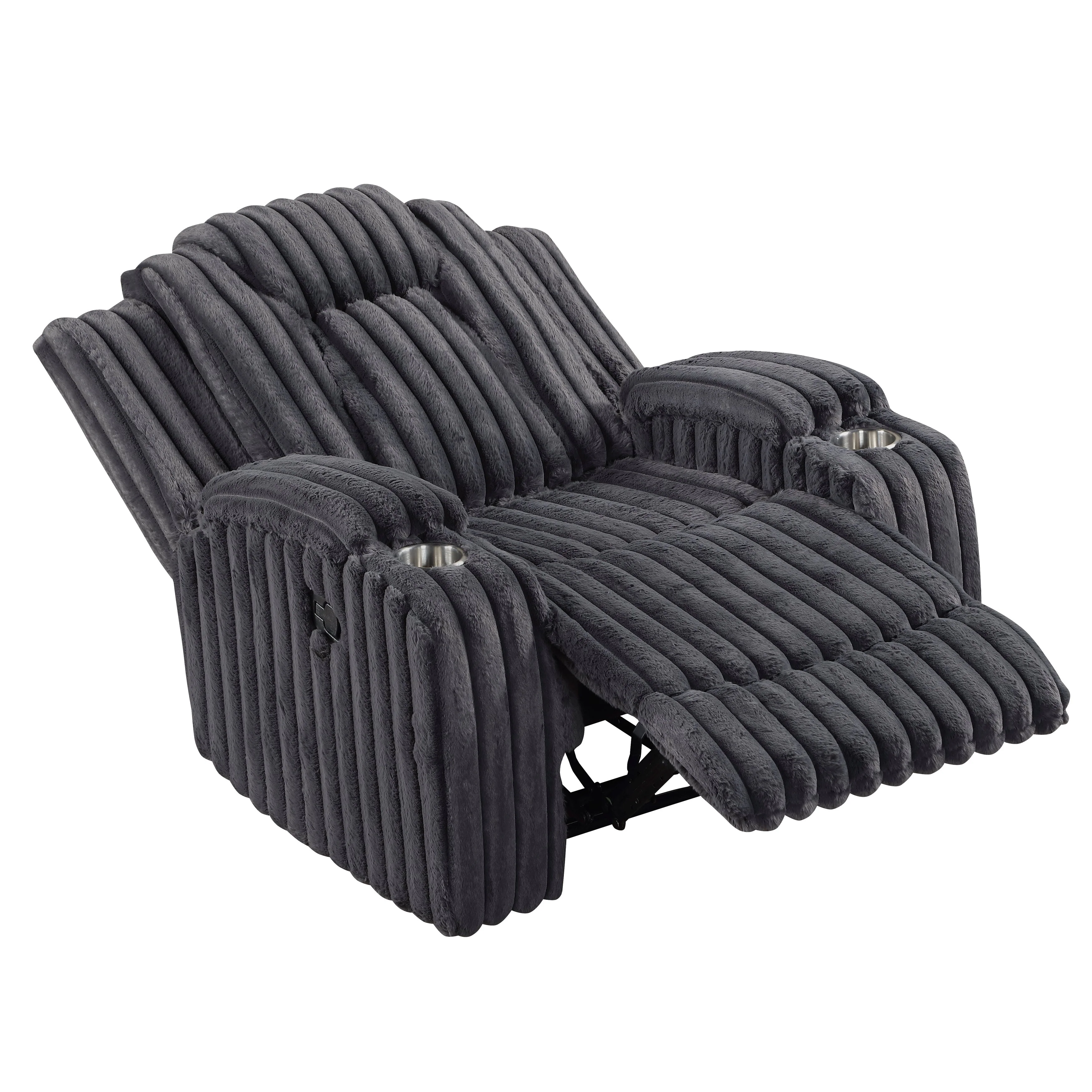 Phyllis Dark Gray Reclining Chair with Cup Holders - Image 7