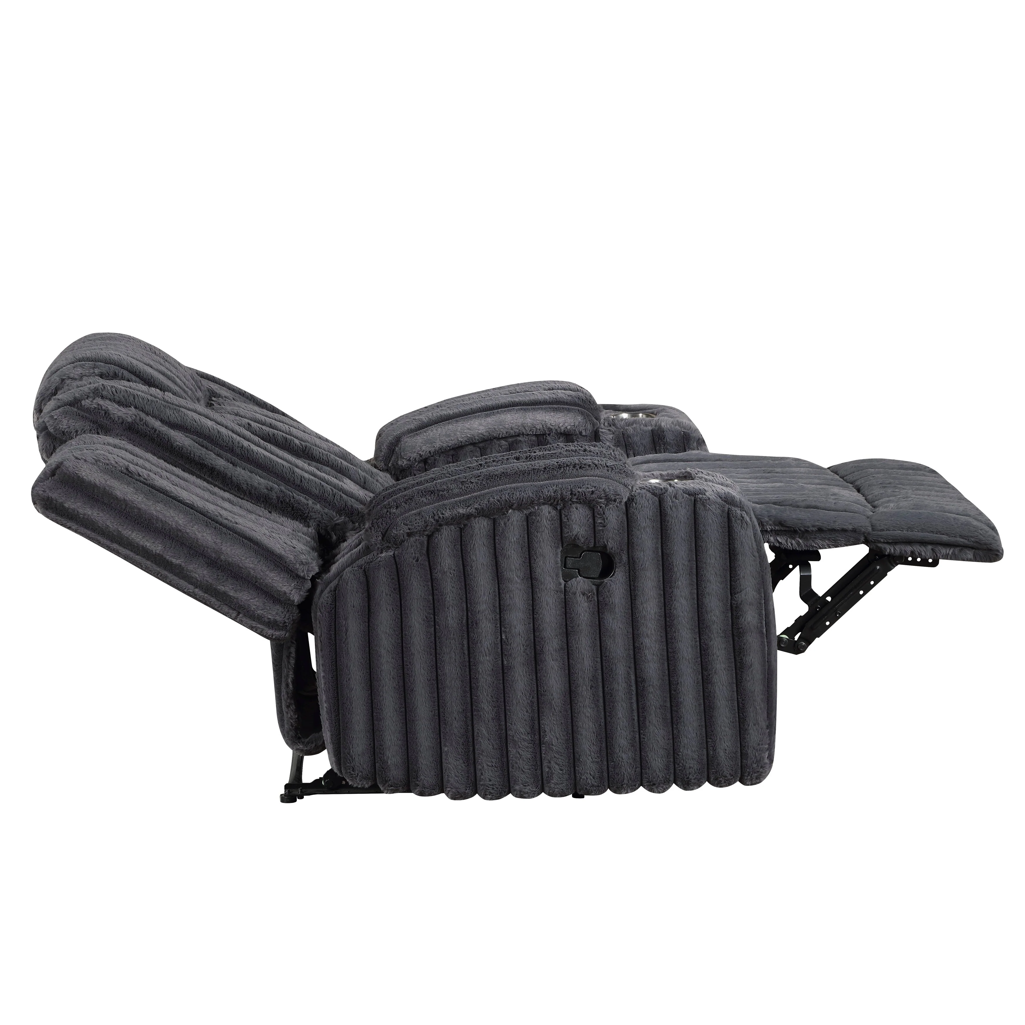 Phyllis Dark Gray Reclining Chair with Cup Holders - Image 9