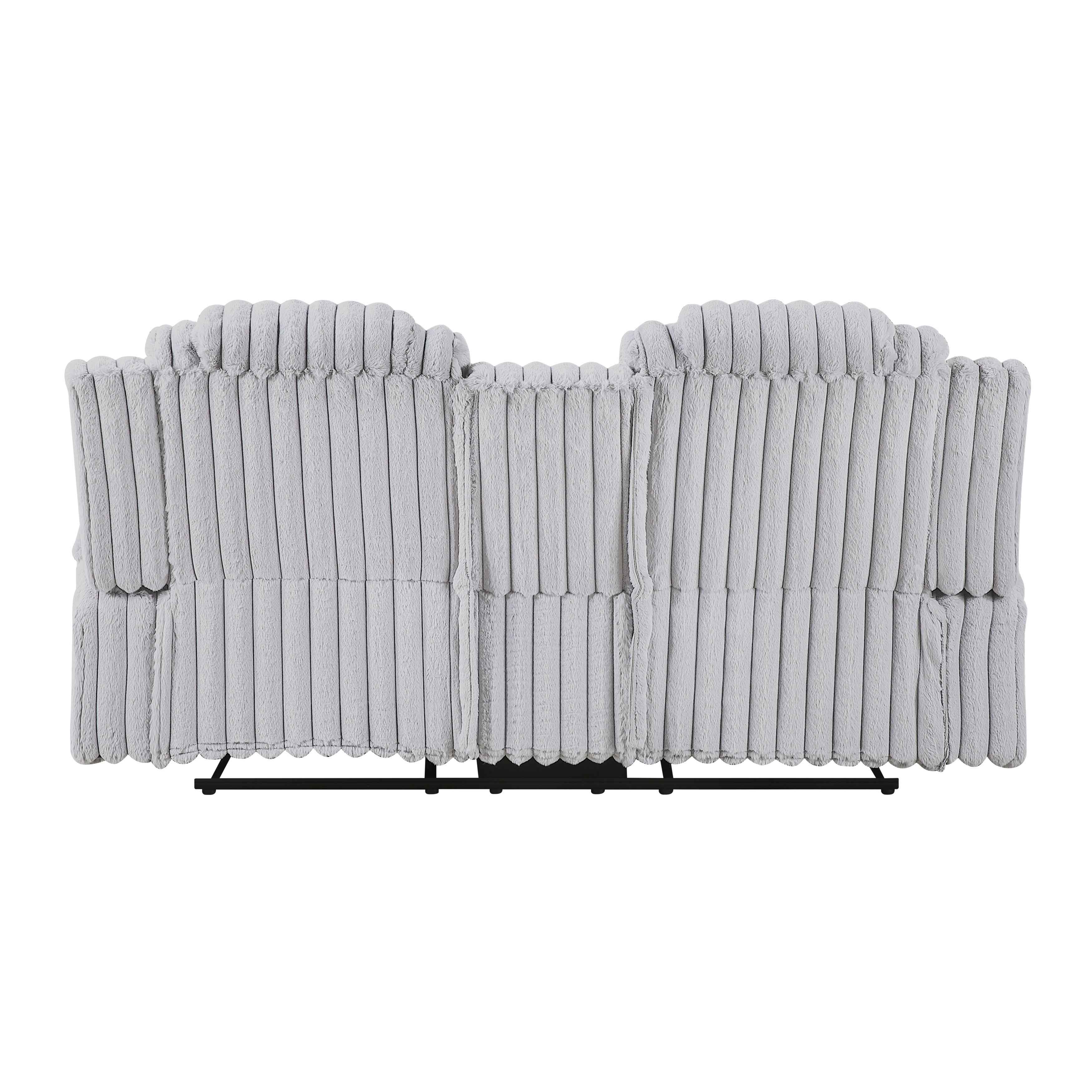 Phyllis Light Gray Double Reclining Loveseat with Center Console and Cup Holders - Image 3