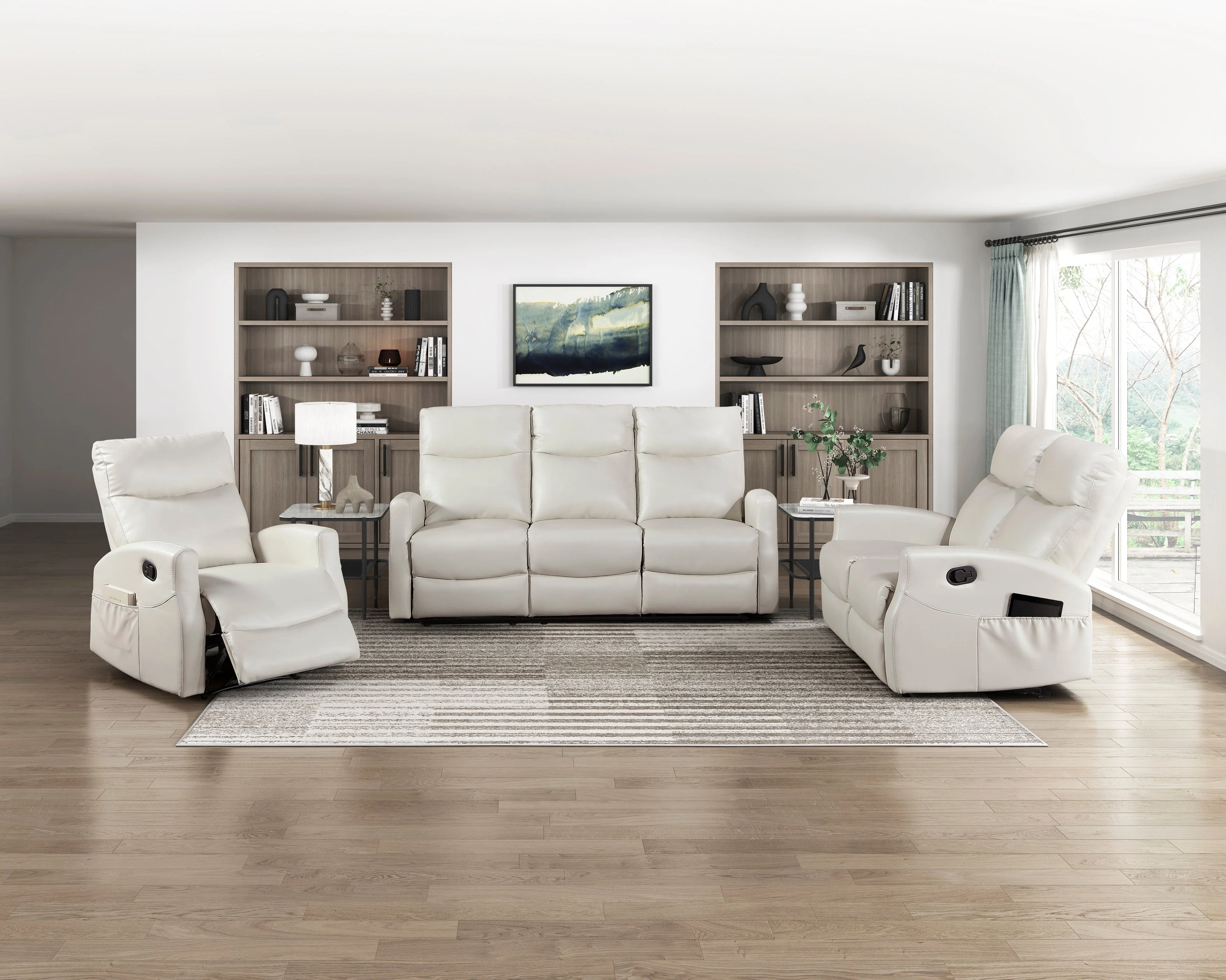 Phyllis Light Gray Double Reclining Loveseat with Center Console and Cup Holders - Image 31