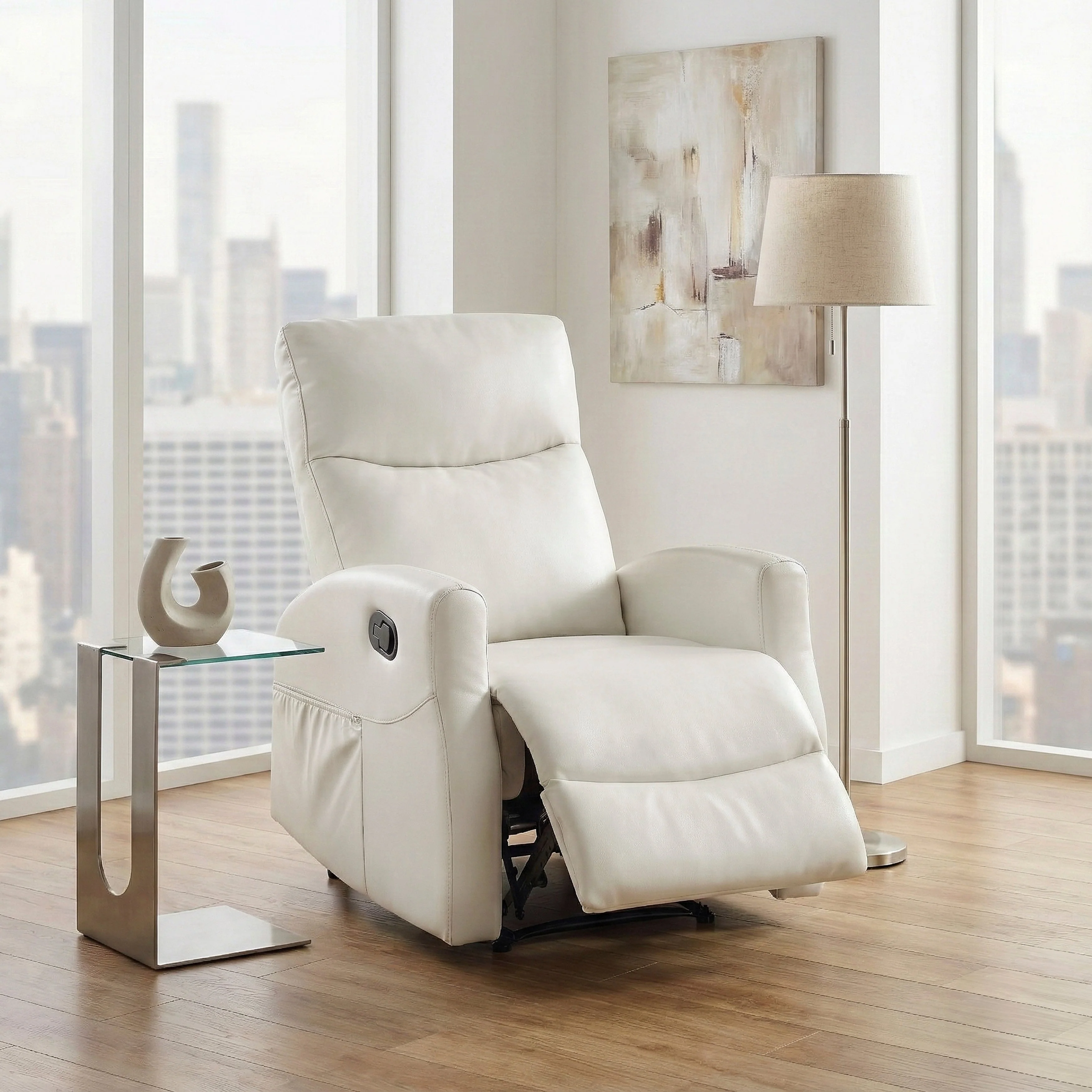 Phyllis Light Gray Double Reclining Loveseat with Center Console and Cup Holders - Image 34