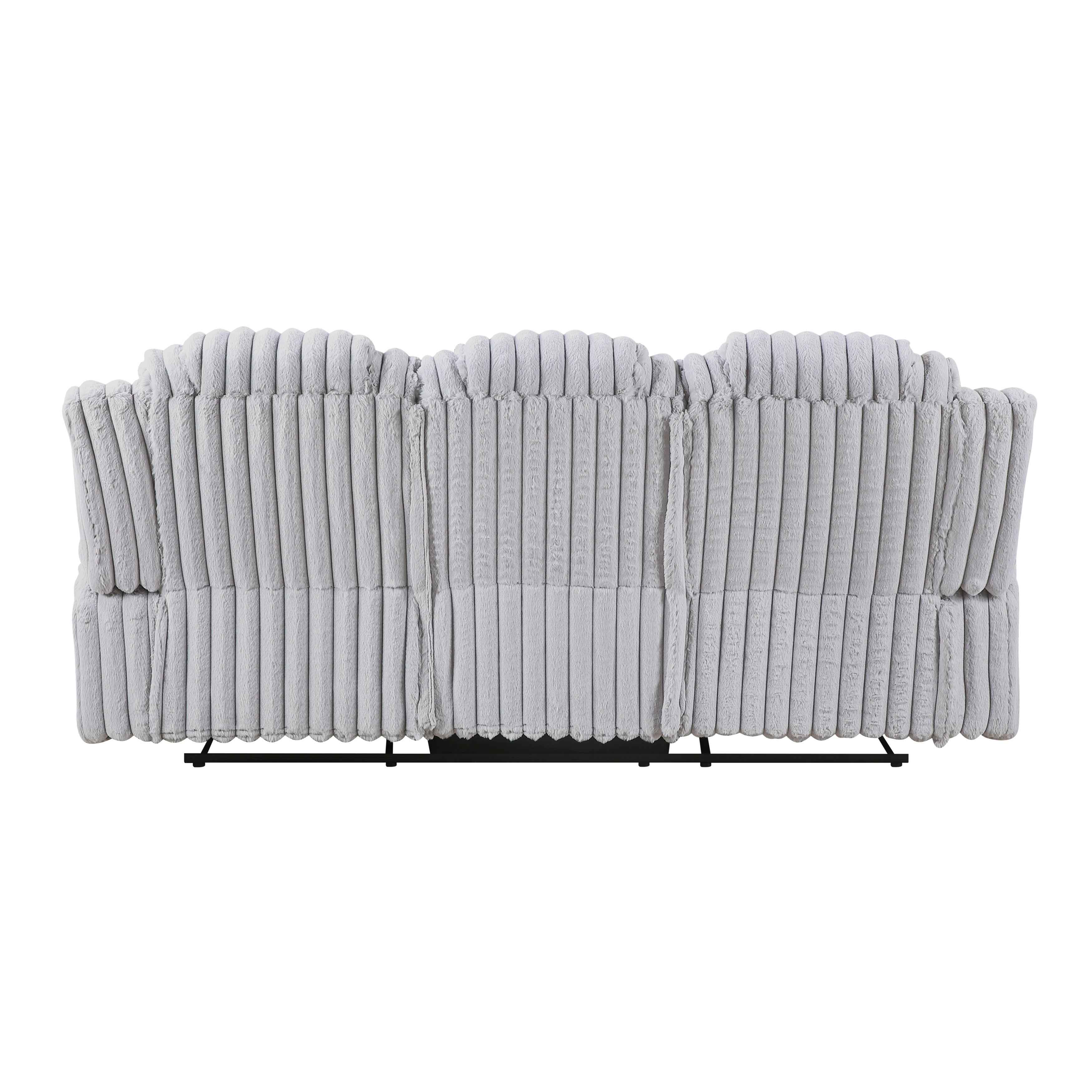 Phyllis Light Gray Double Reclining Sofa with Cup Holders - Image 3
