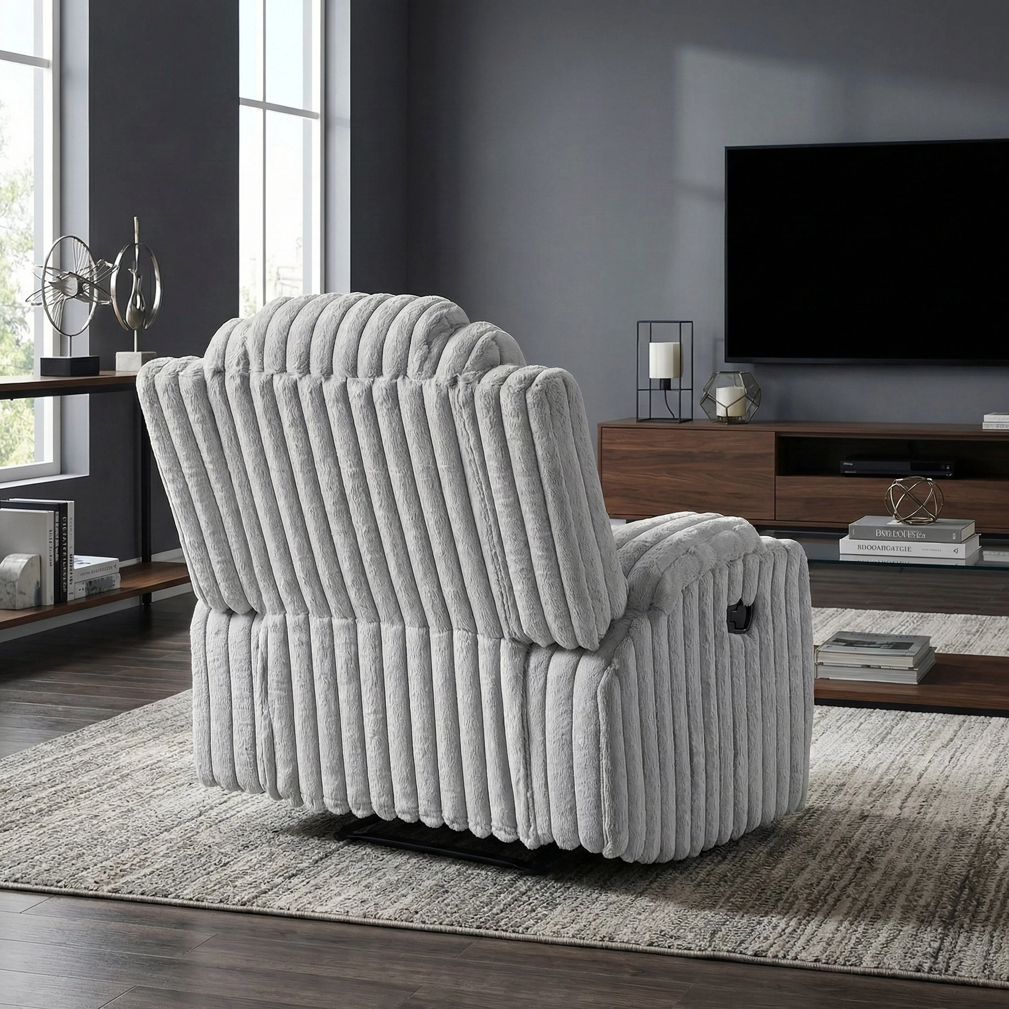 Phyllis Light Gray Reclining Chair with Cup Holders - Image 18