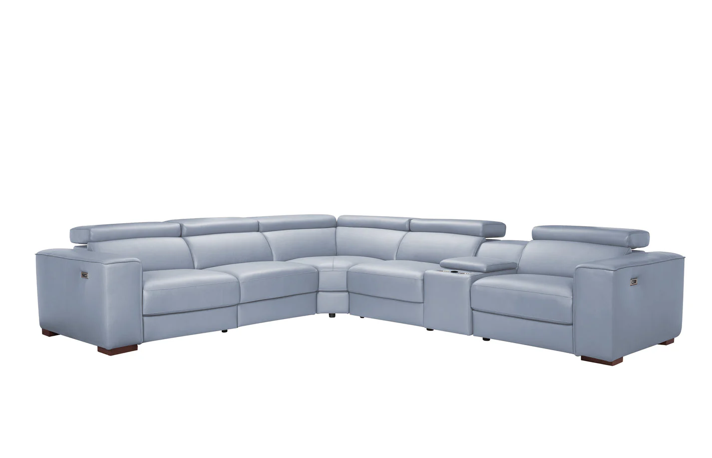 Picasso II Light Blue 6-Piece 2 Power Reclining Sectional - Image 4