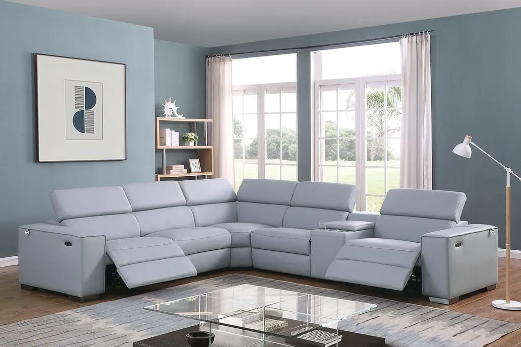 Picasso Light Blue 6-Piece 2-Power Reclining Sectional