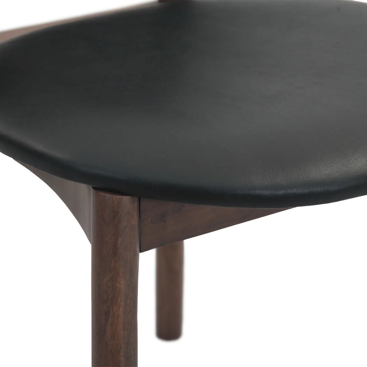 Piper 18" Round Back Dining Chair in Black Leather and Wood, Set of 2 - Image 7