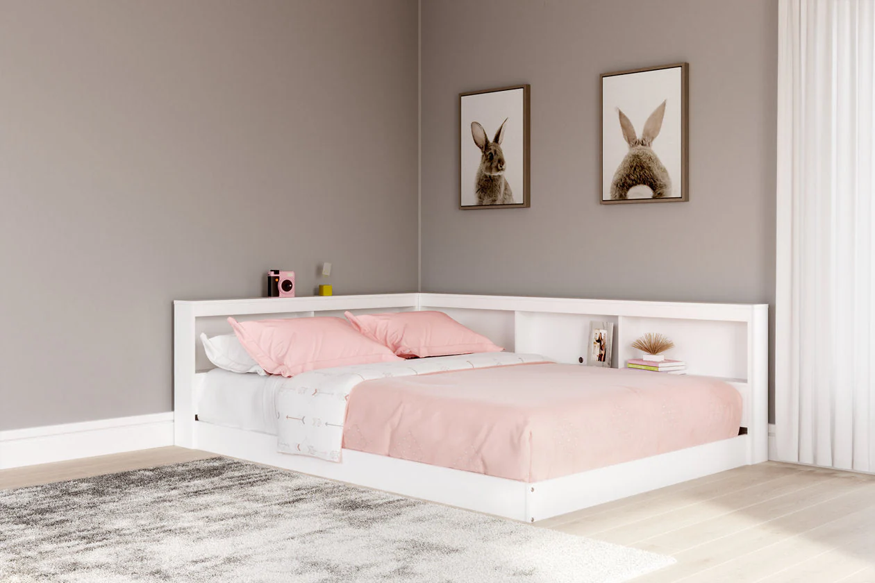 Piperton White Full Bookcase Corner Storage Bed - Image 2