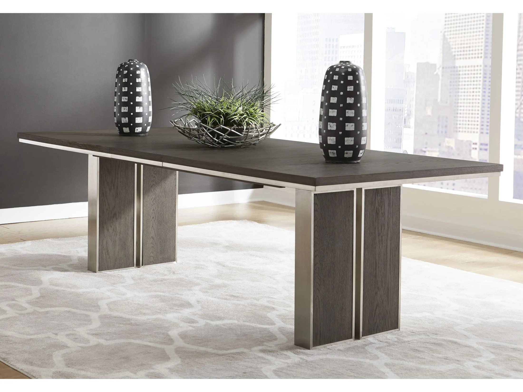 Plata Extension Dining Table in Thunder Grey