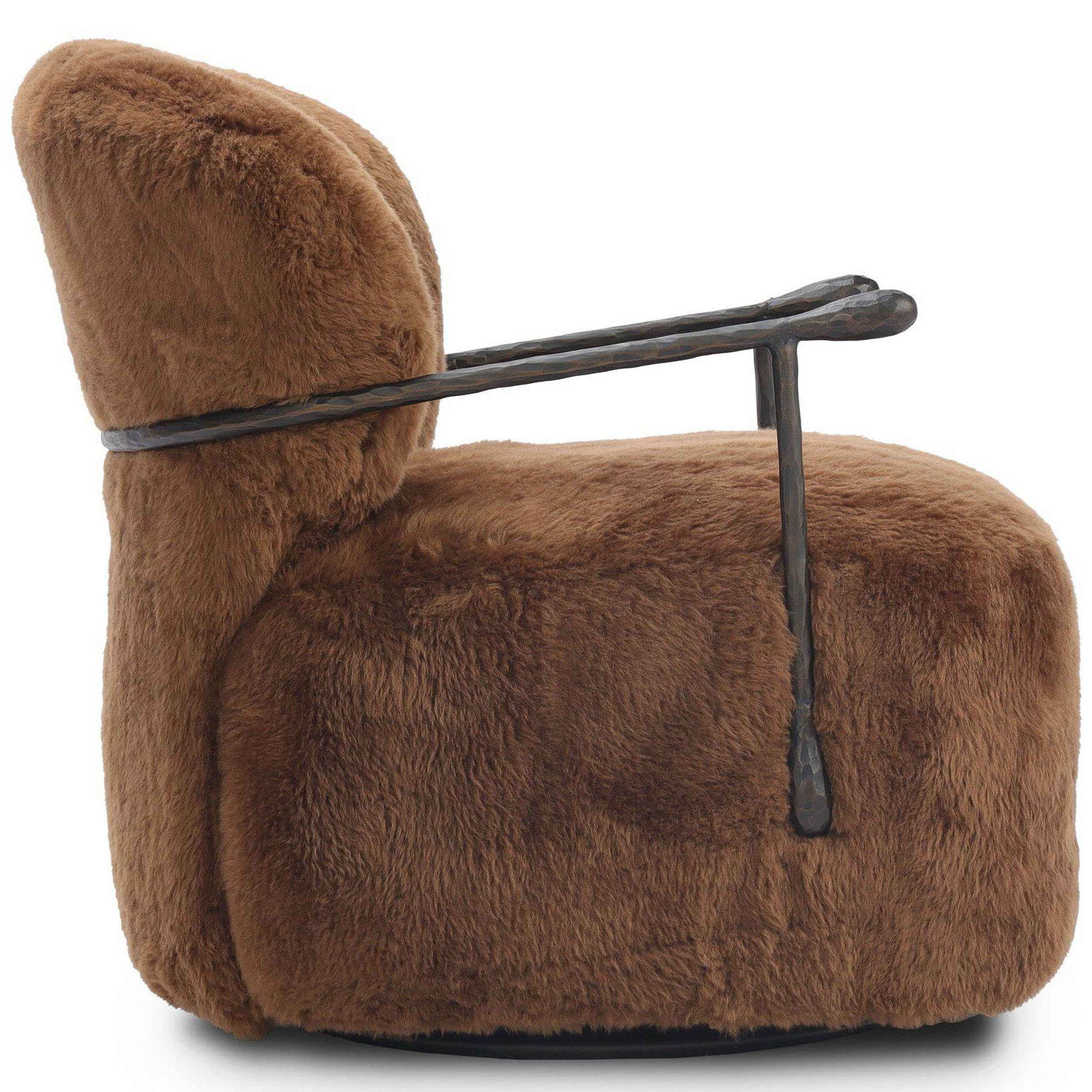 Plath Swivel Chair, Ochre Shearling by Four Hands - Image 3