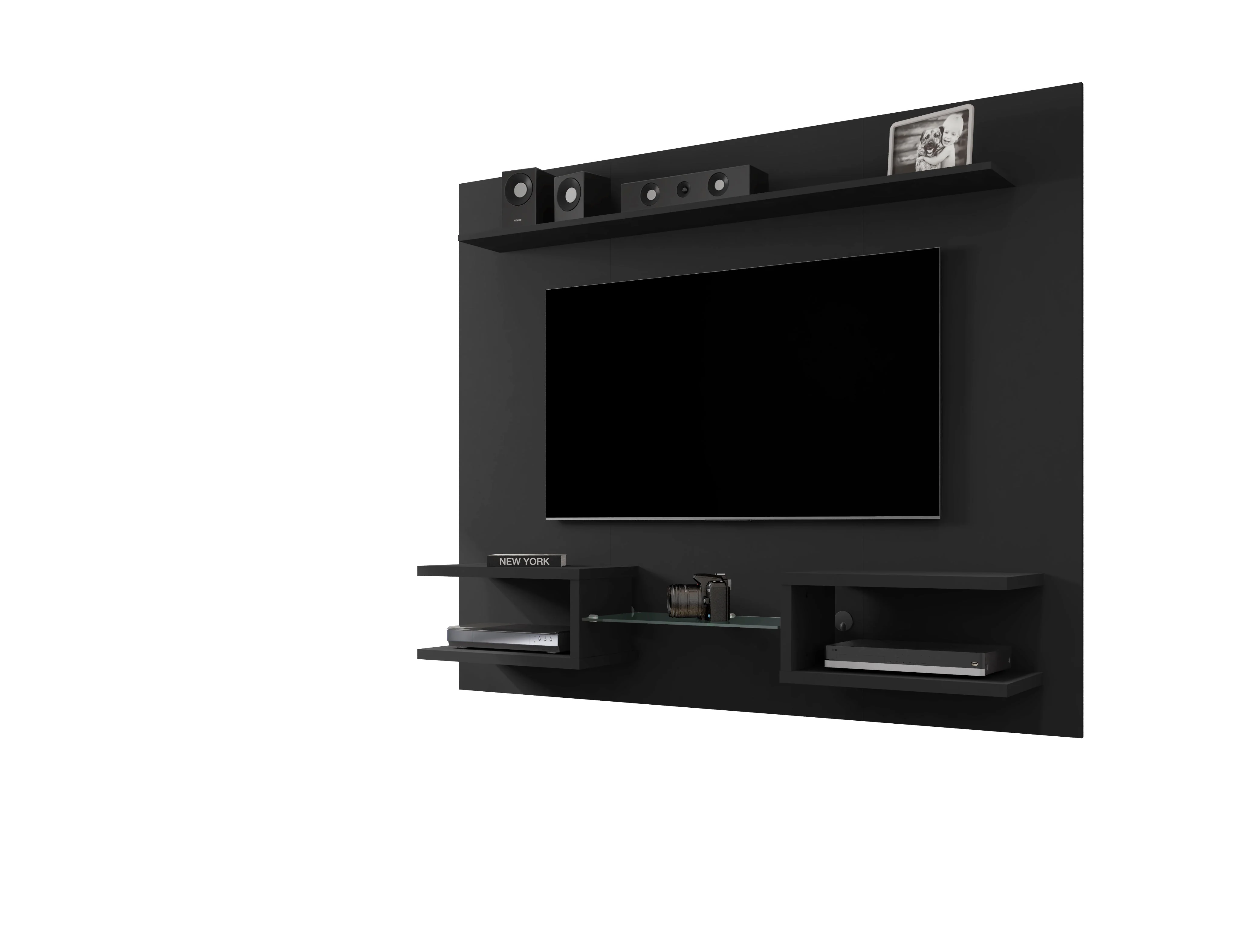 Plaza 64.25 Floating Entertainment Center in Black - Image 9