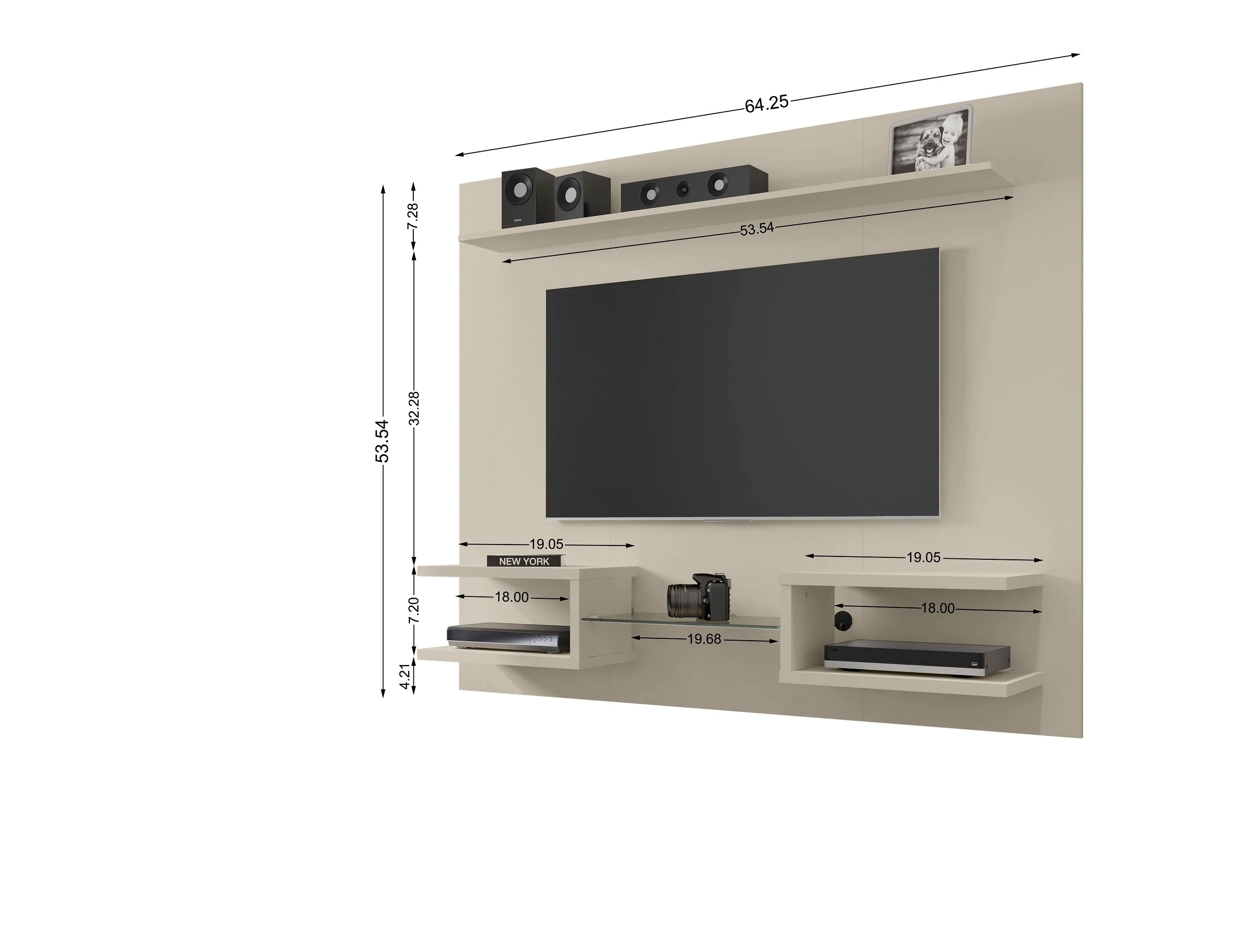 Plaza 64.25 Floating Entertainment Center in Off White - Image 3