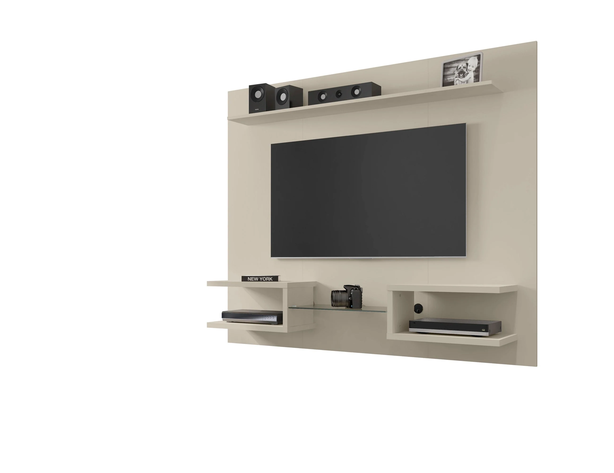 Plaza 64.25 Floating Entertainment Center in Off White - Image 9