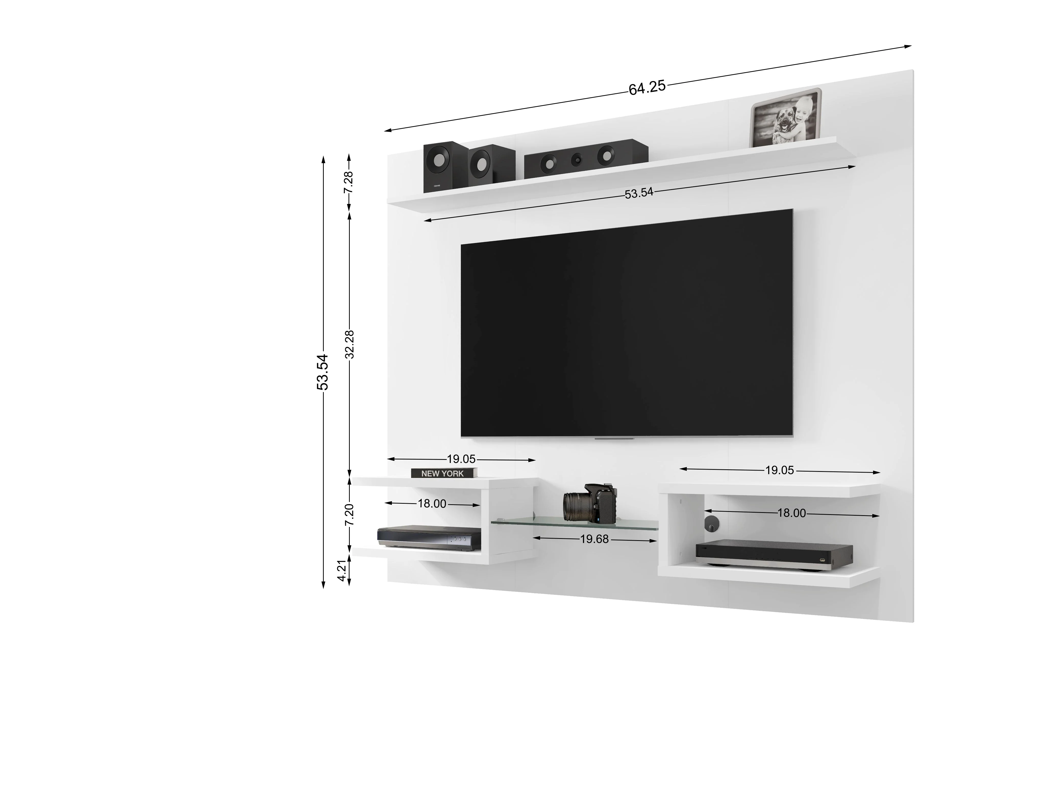 Plaza 64.25 Floating Entertainment Center in White - Image 3