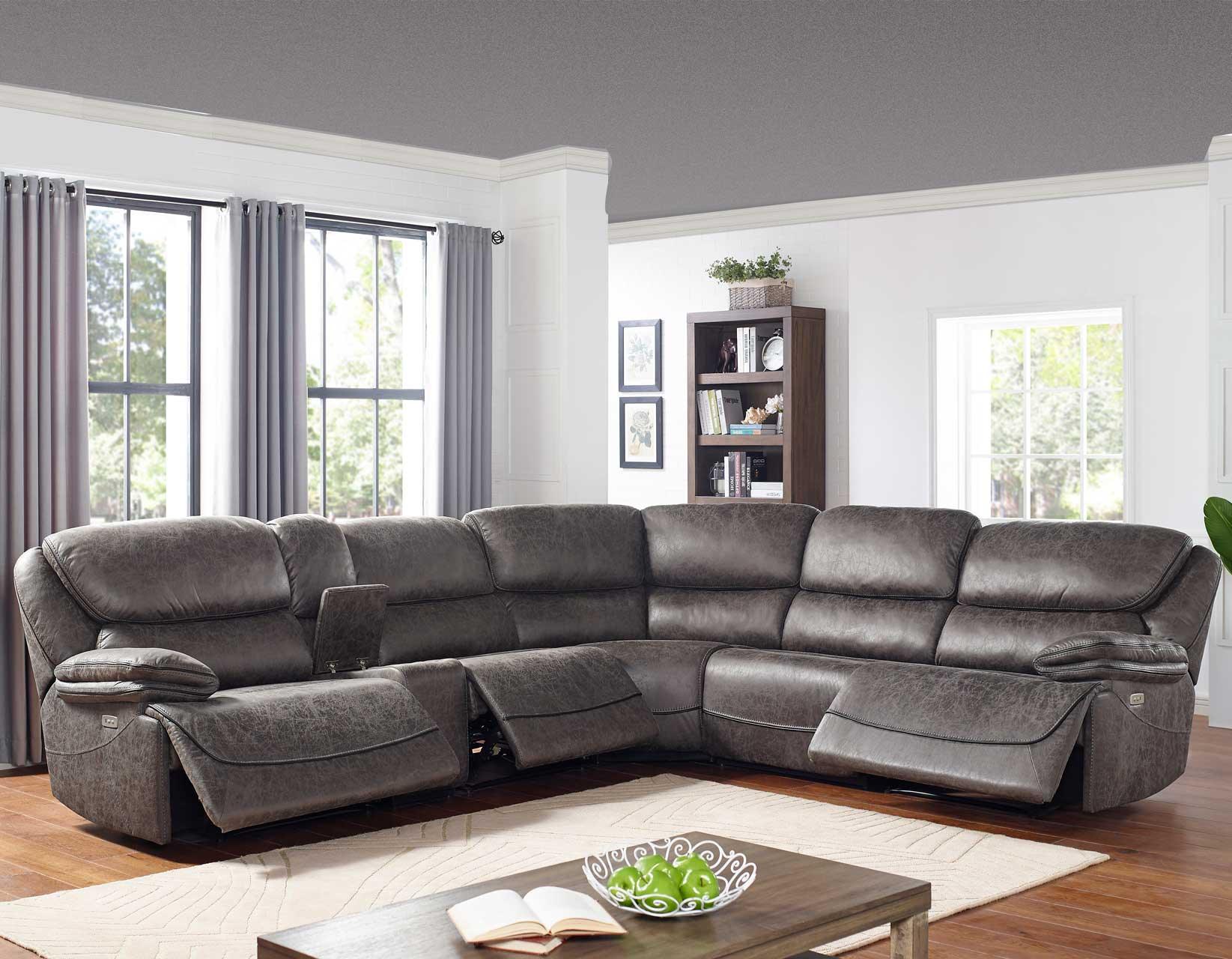 Plaza Smoked Gray 6-Piece Power Reclining Sectional - Image 2