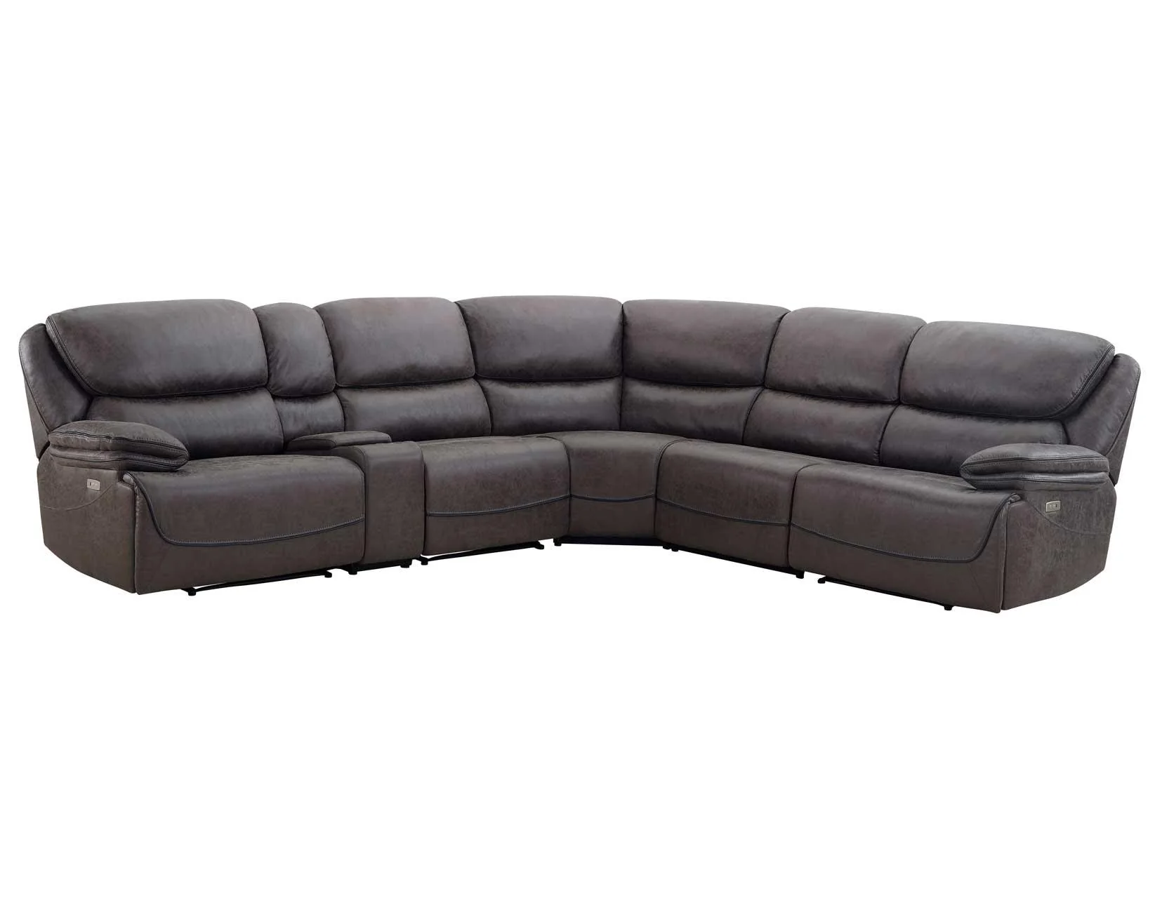 Plaza Smoked Gray 6-Piece Power Reclining Sectional - Image 7