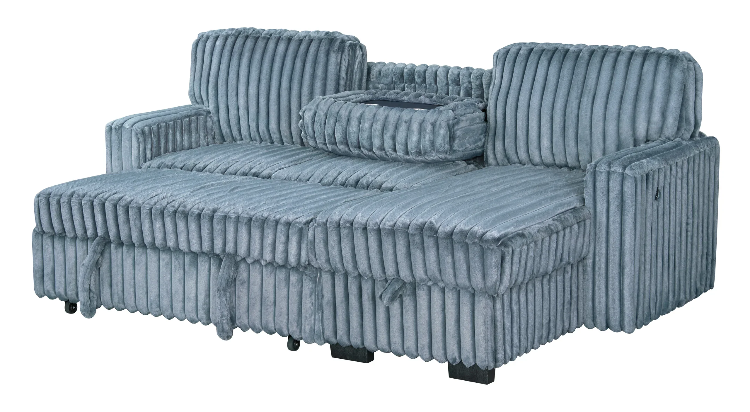 Poland Charcoal Reversible Sectional With Pull-Out Bed - Image 5