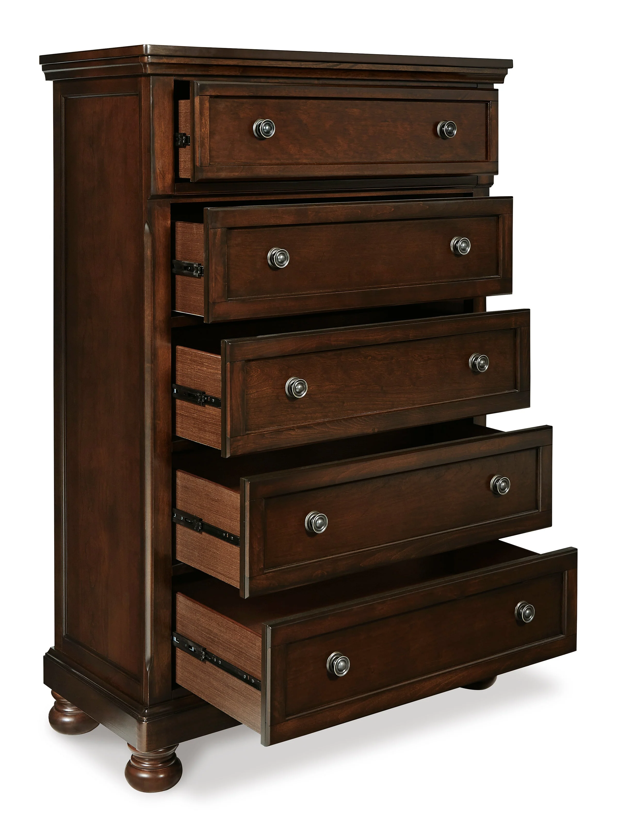 Porter Rustic Brown Sleigh Storage Platform Bedroom Set with 2 Footboard Drawers - Image 10