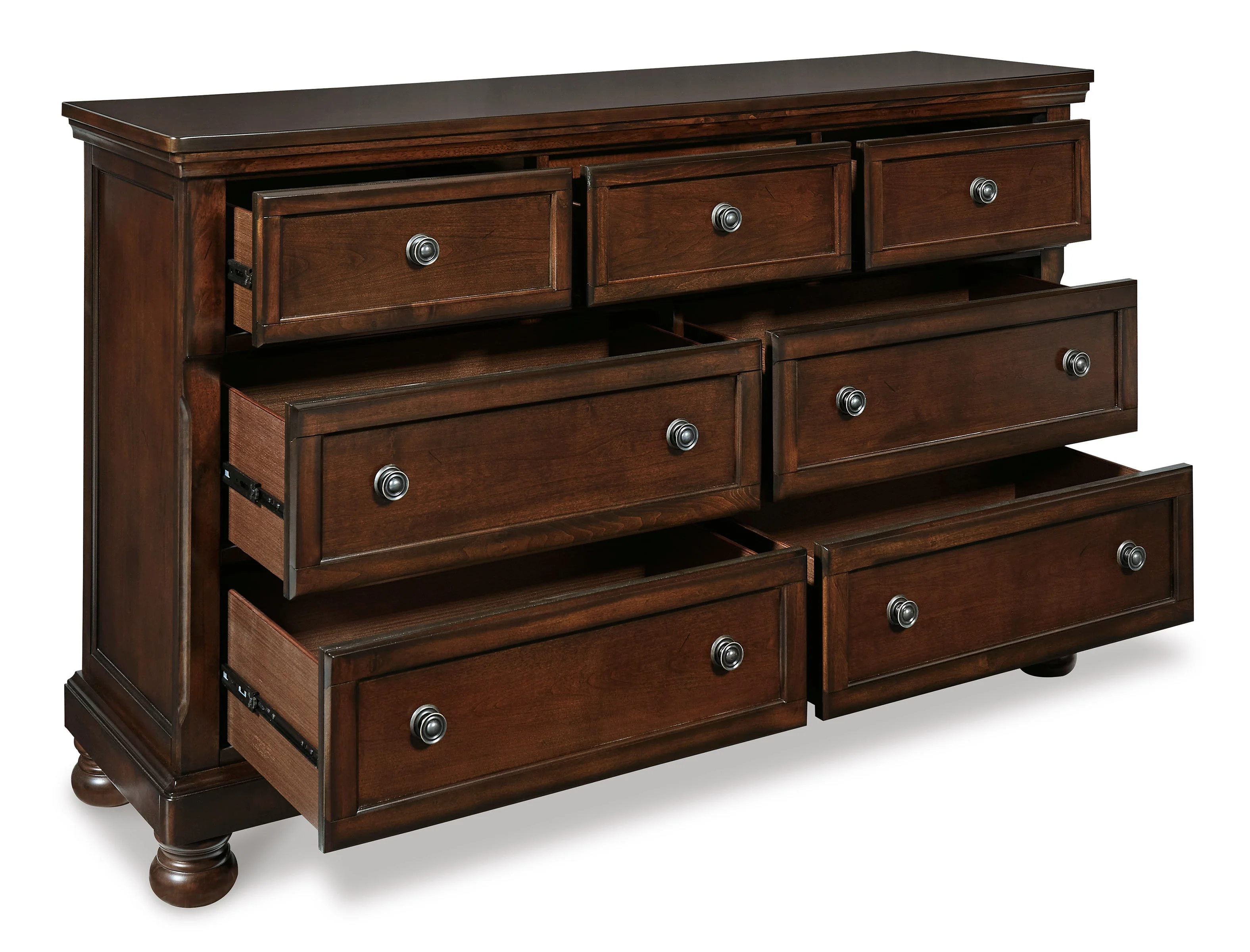 Porter Rustic Brown Sleigh Storage Platform Bedroom Set with 2 Footboard Drawers - Image 14