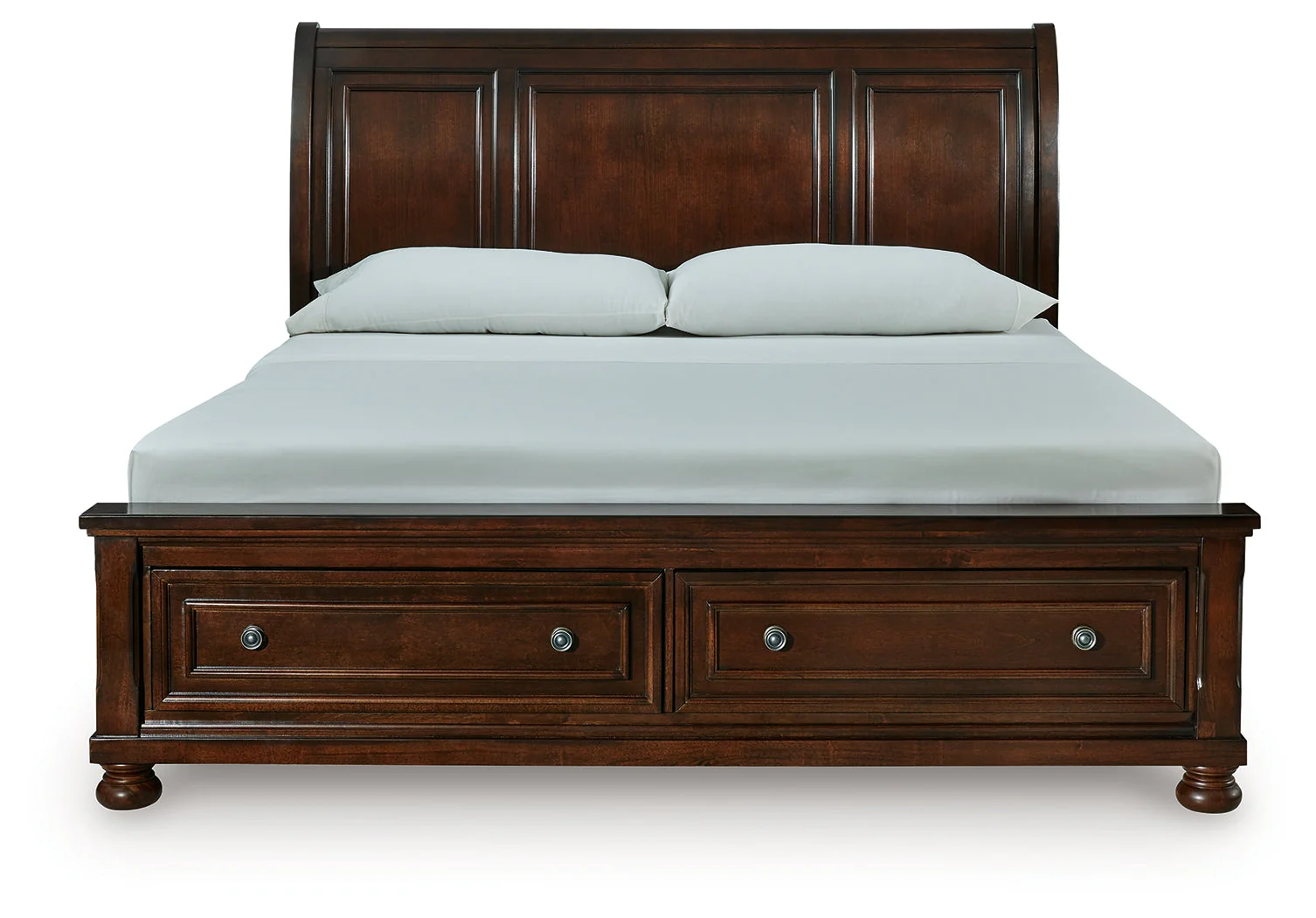Porter Rustic Brown Sleigh Storage Platform Bedroom Set with 2 Footboard Drawers - Image 5