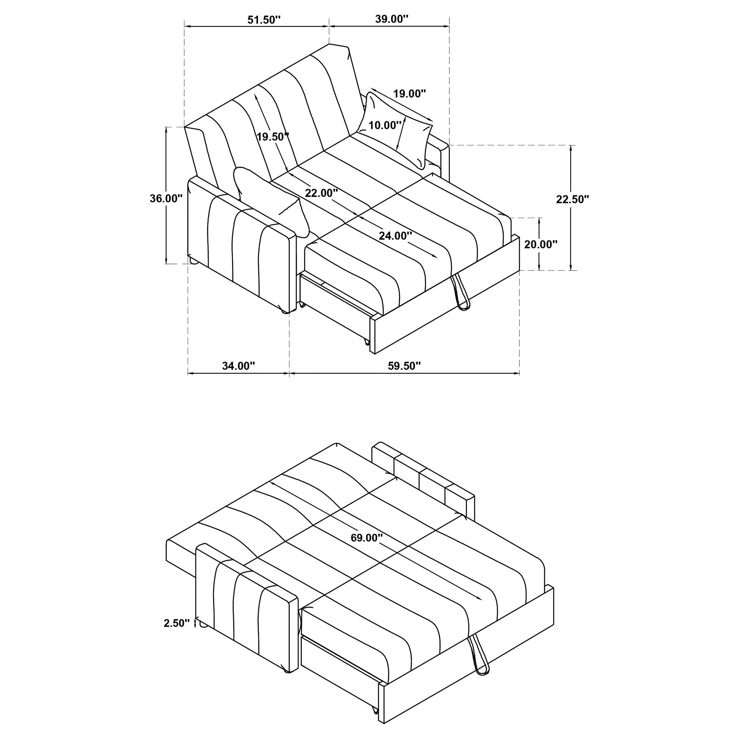 Portland Boucle Upholstered Sleeper Sofa Bed Latte - Image 17