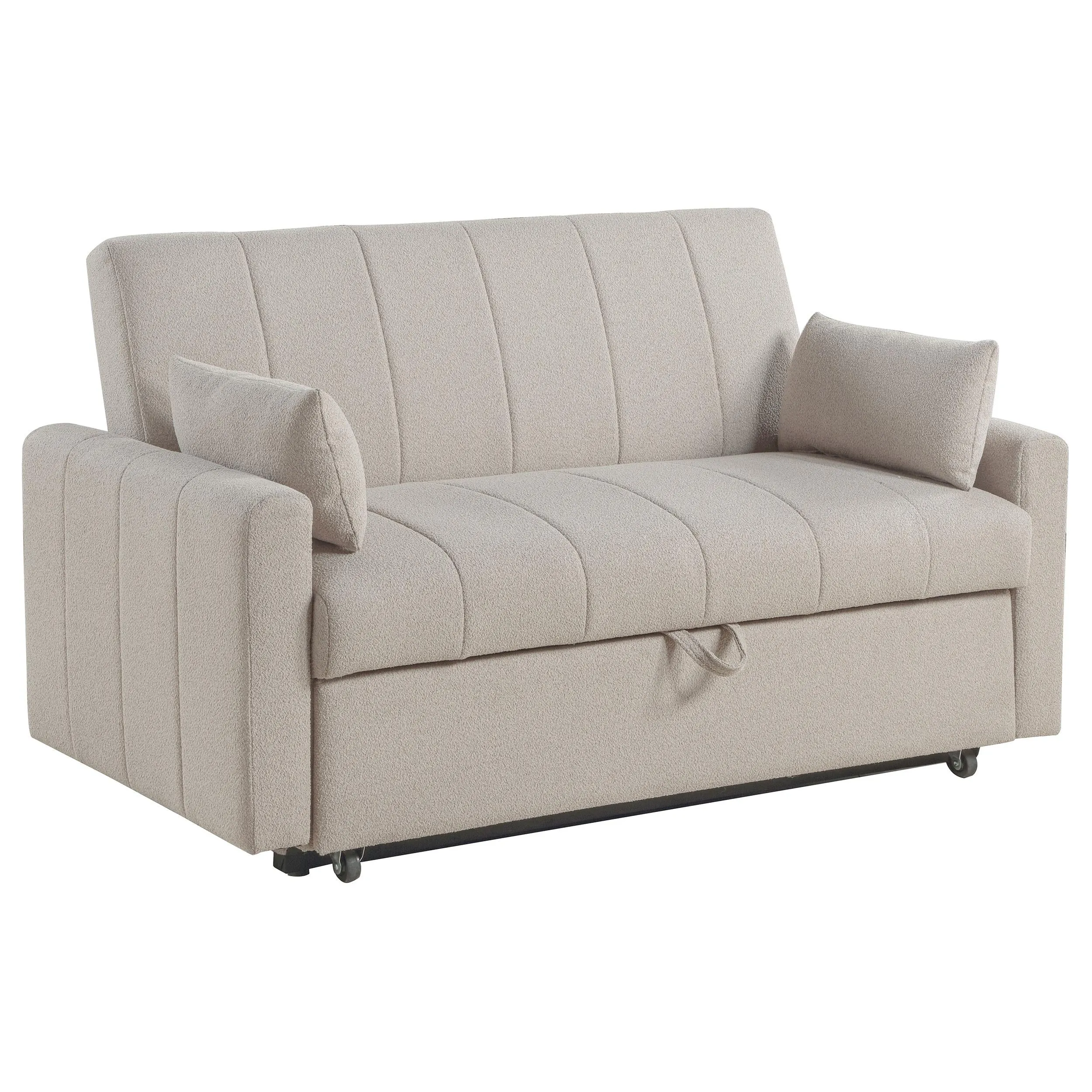 Portland Boucle Upholstered Sleeper Sofa Bed Latte - Image 4