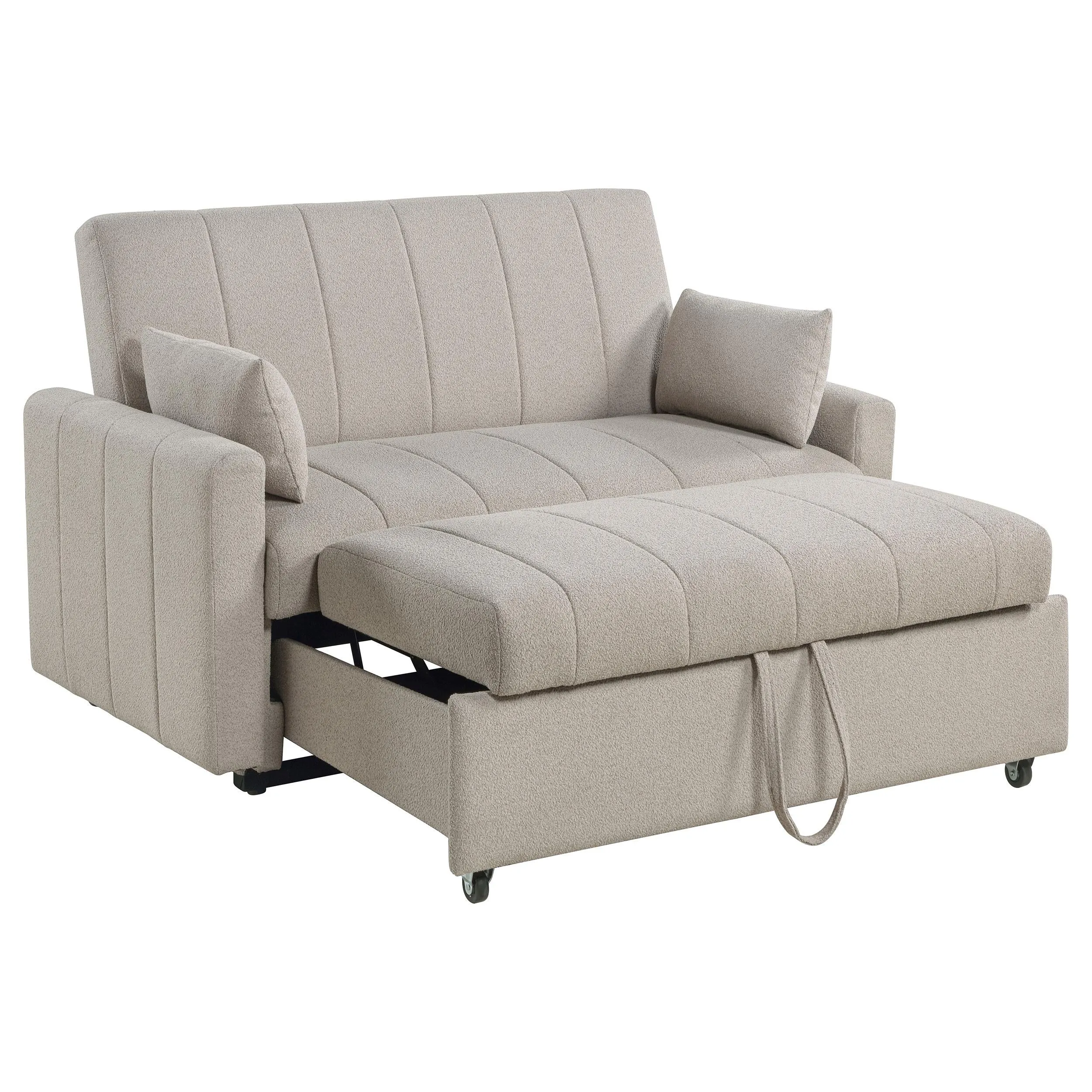 Portland Boucle Upholstered Sleeper Sofa Bed Latte - Image 5