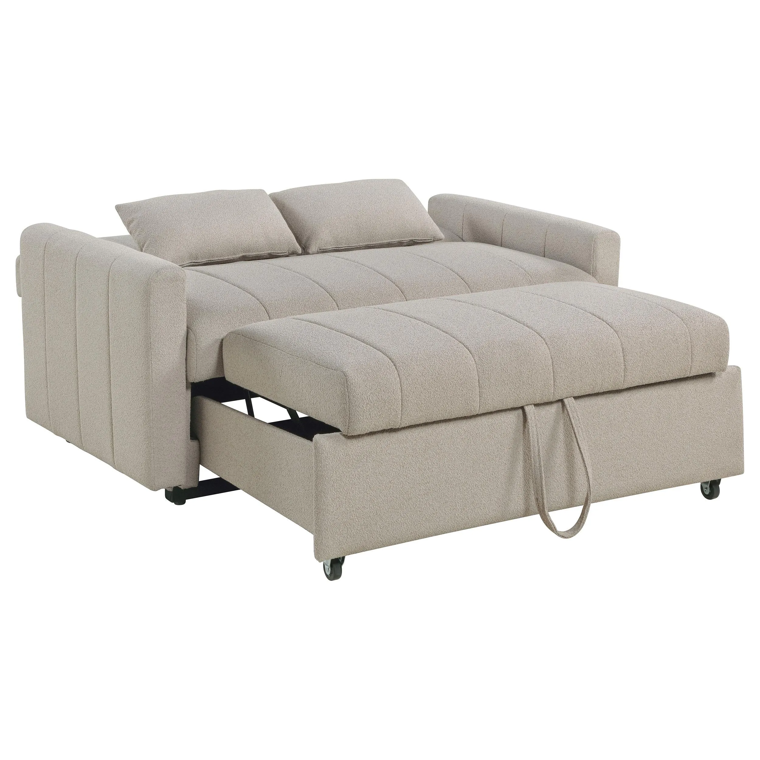 Portland Boucle Upholstered Sleeper Sofa Bed Latte - Image 6
