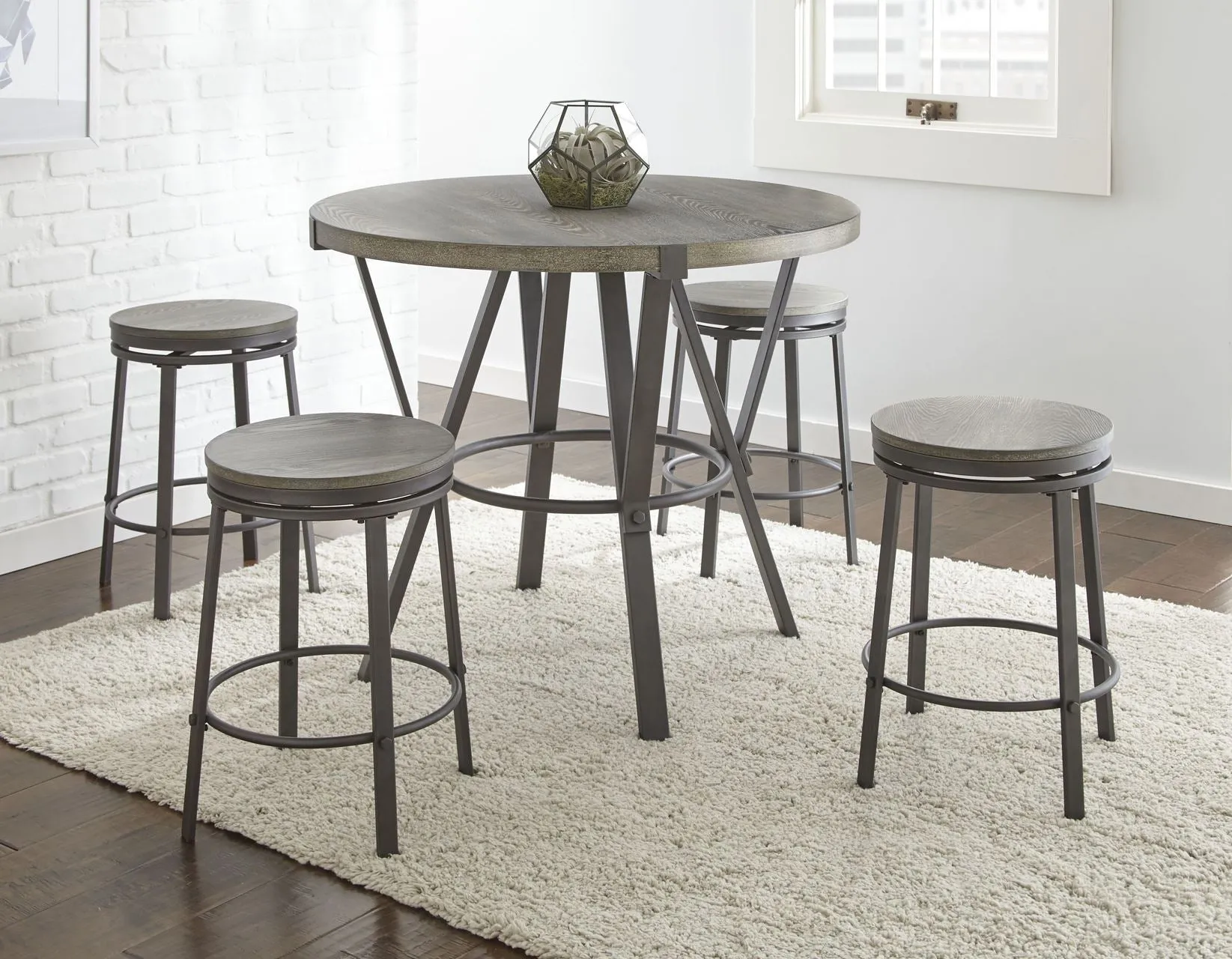 Portland Gray Round Counter Height Dining Set