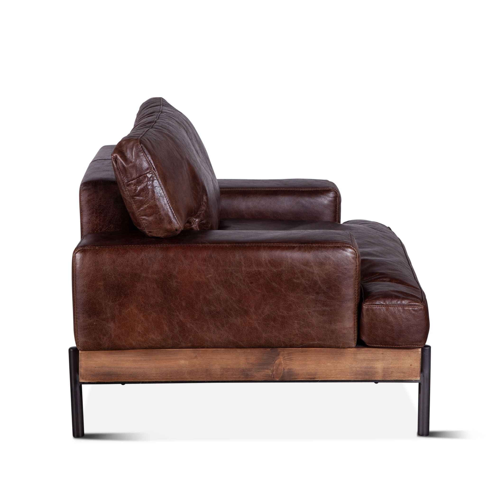 Portofino Industrial 41" Accent Chair in Geisha Brown Leather - Image 4