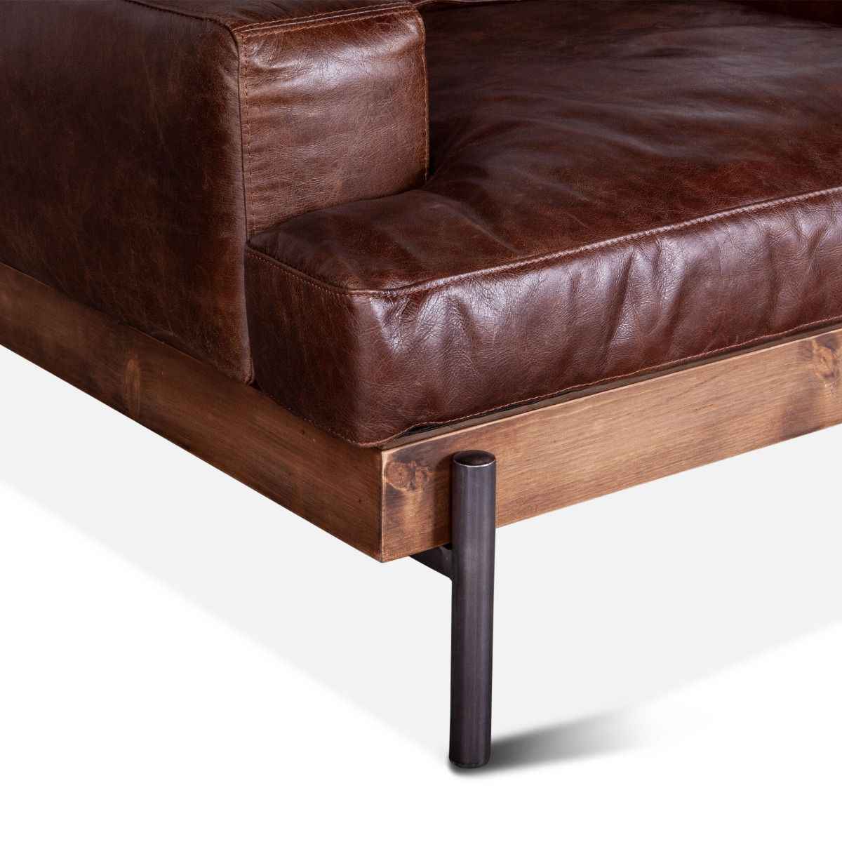 Portofino Industrial 41" Accent Chair in Geisha Brown Leather - Image 6