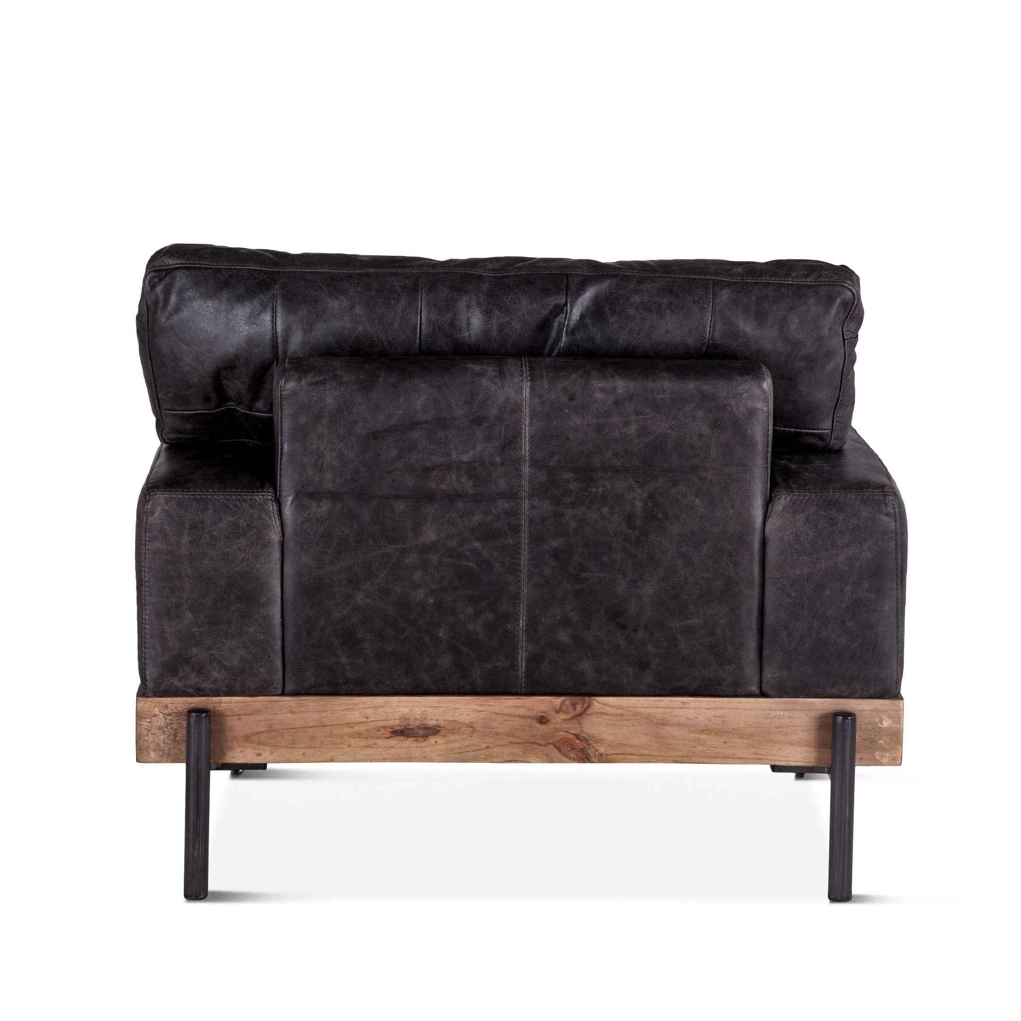 Portofino Industrial 41" Accent Chair in Morocco Black Leather - Image 5