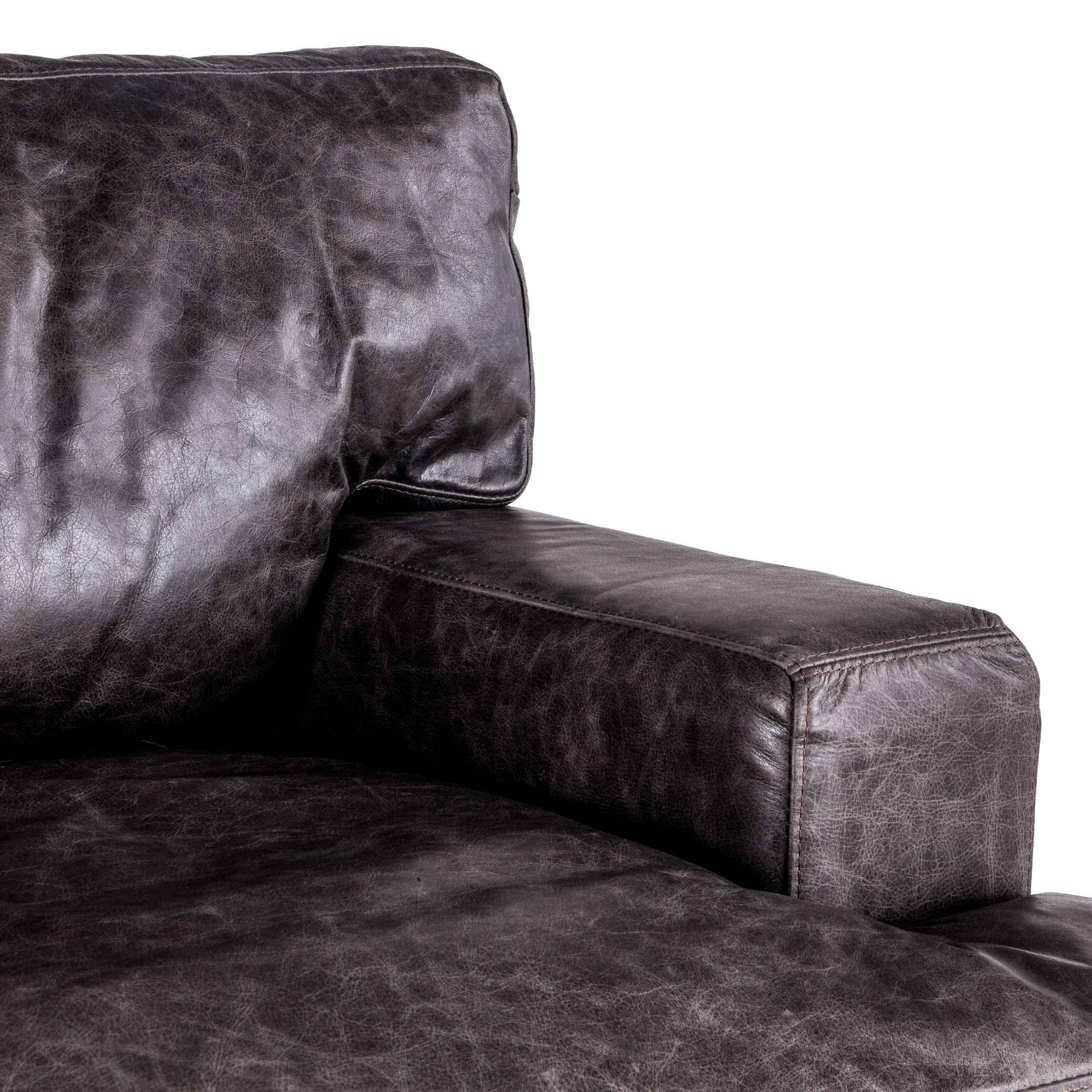 Portofino Industrial 41" Accent Chair in Morocco Black Leather - Image 7