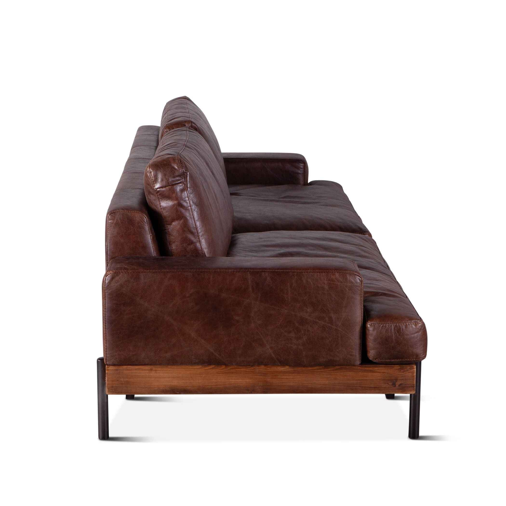 Portofino Industrial 94" Sofa in Geisha Brown Leather - Image 4
