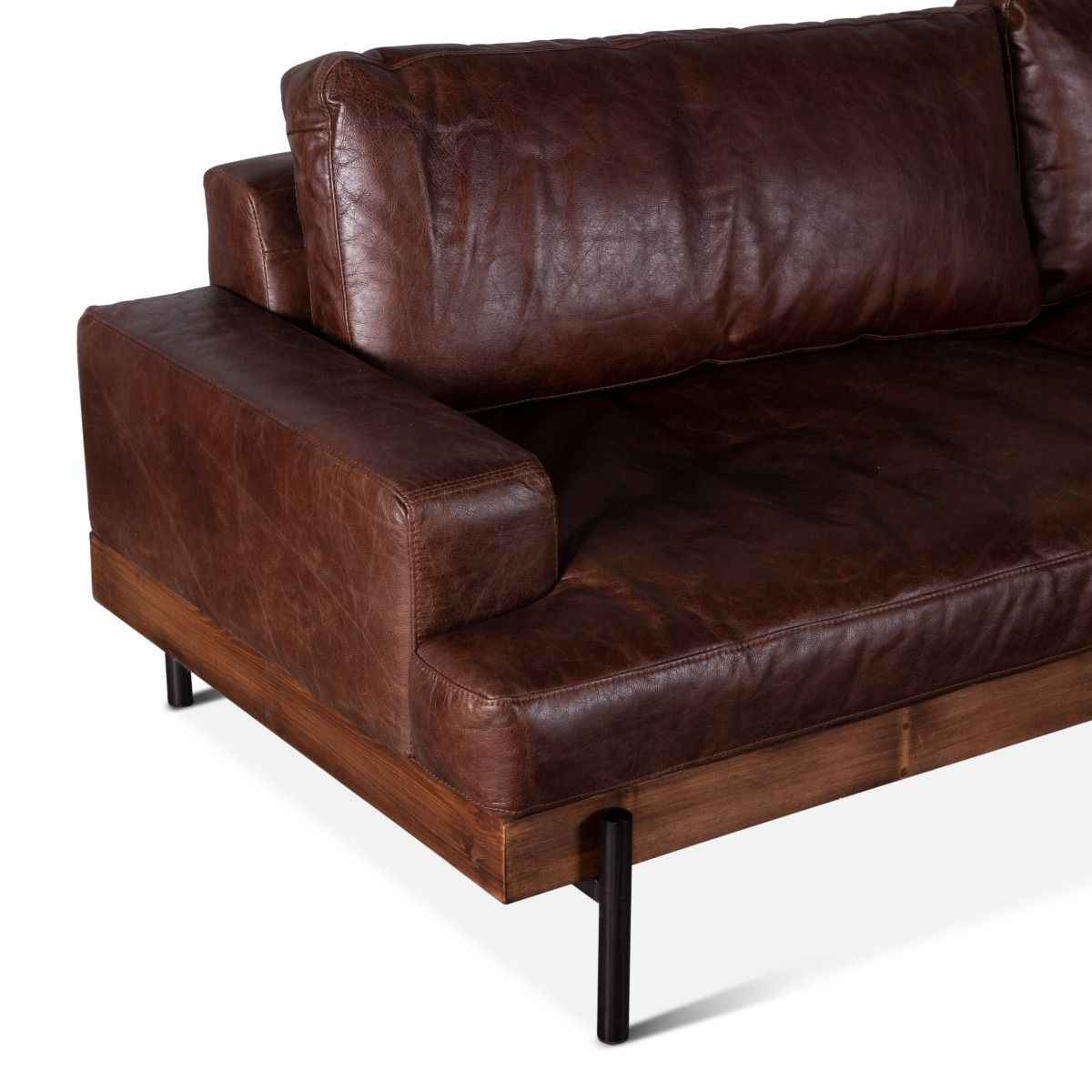 Portofino Industrial 94" Sofa in Geisha Brown Leather - Image 6