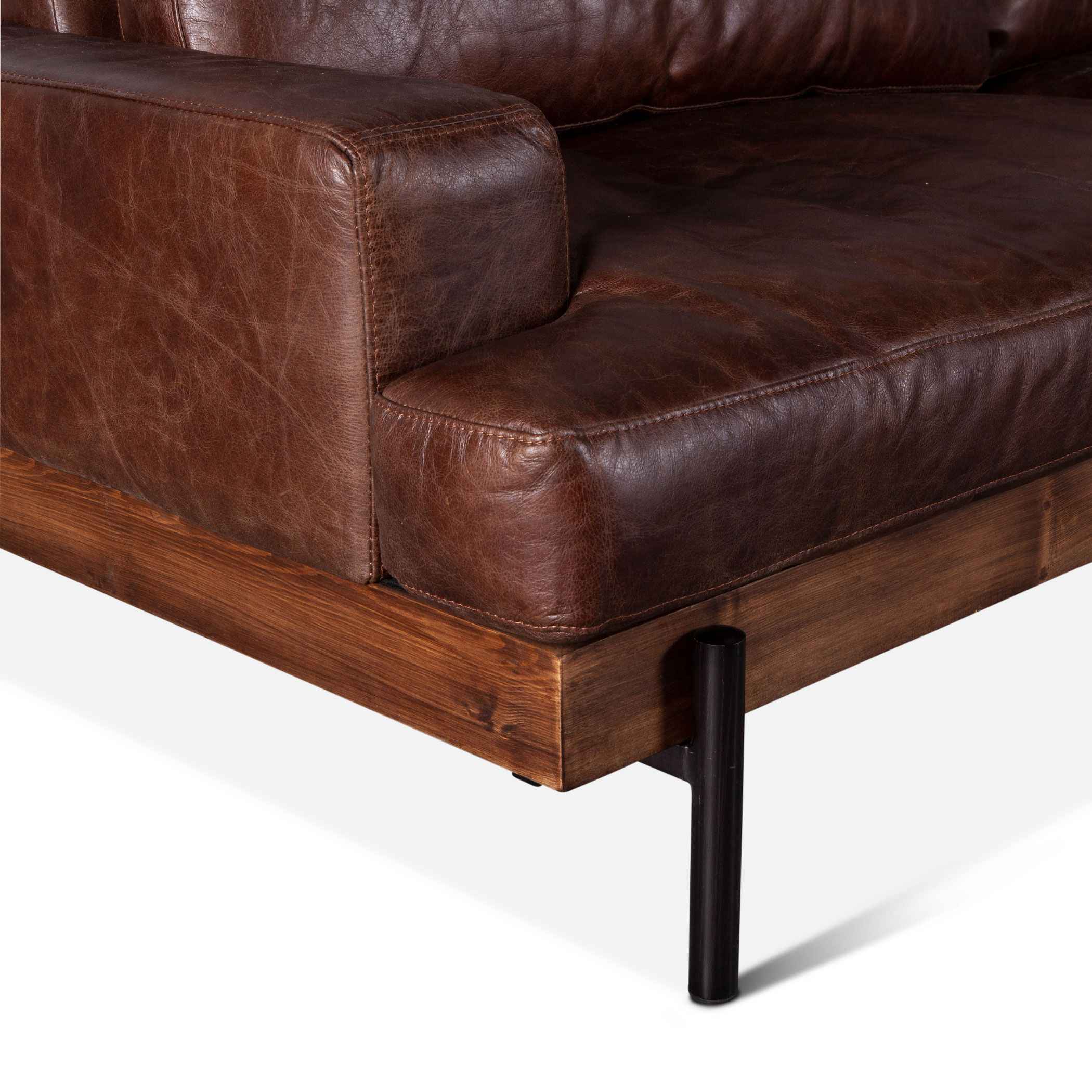 Portofino Industrial 94" Sofa in Geisha Brown Leather - Image 7