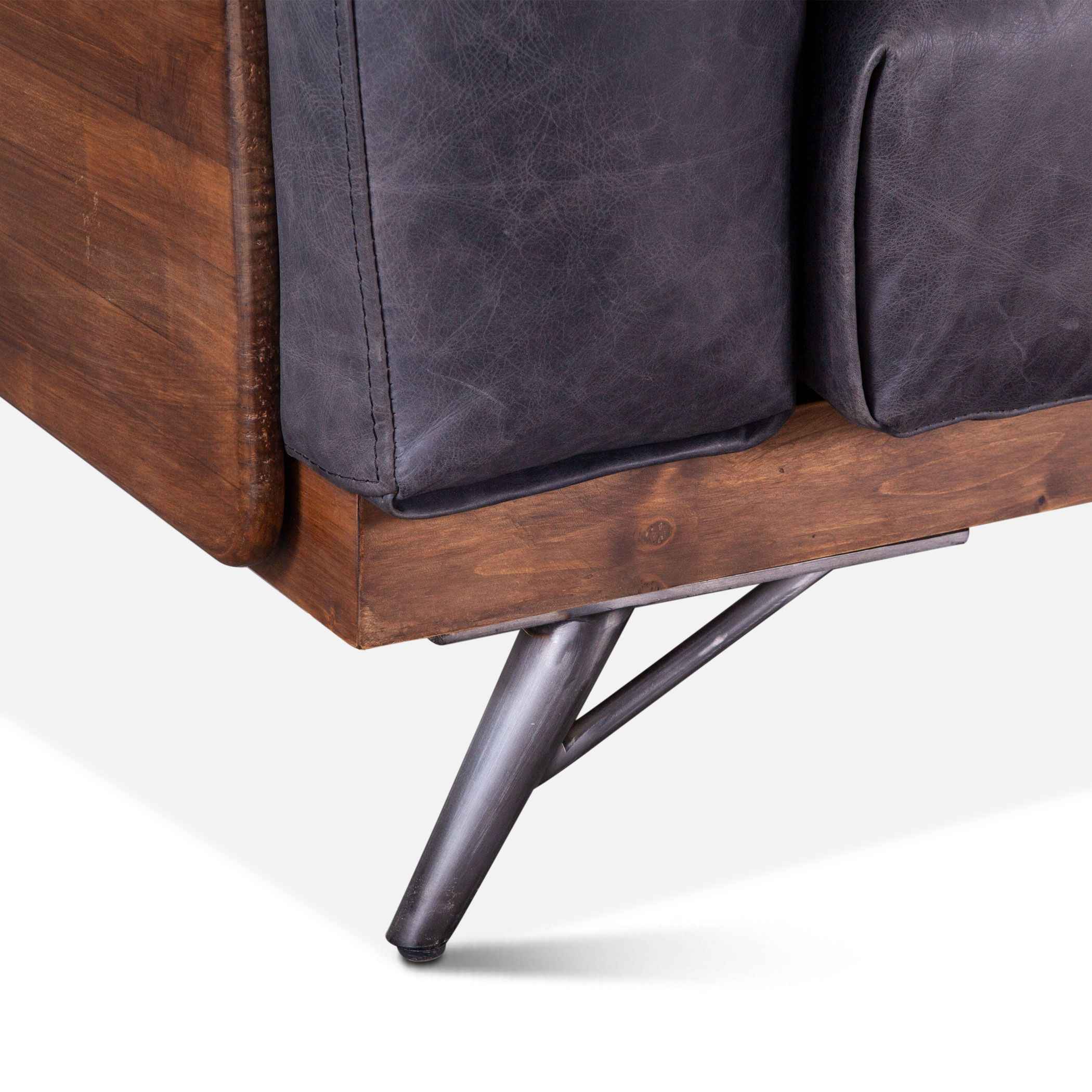 Portofino Mid Century 95" Sofa in Antique Ebony Leather - Image 6