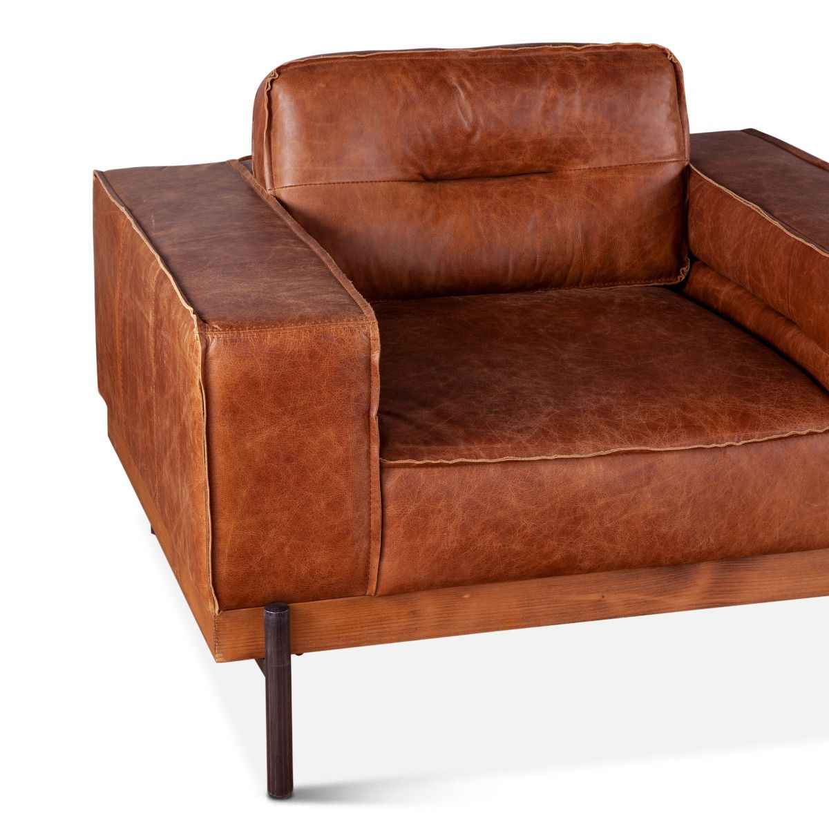 Portofino Modern 42" Accent Chair in Cocoa Brown Leather - Image 6