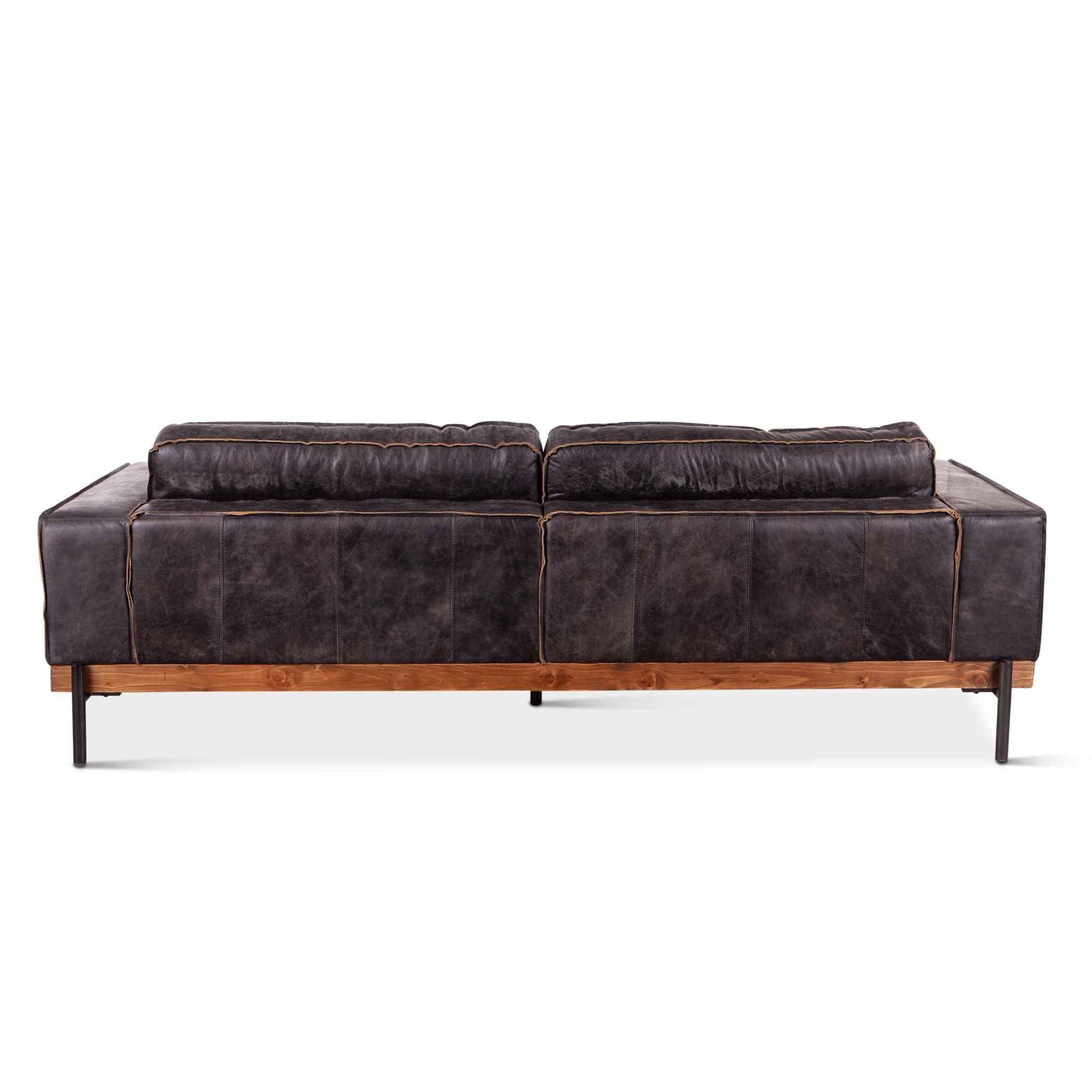 Portofino Modern 95" Sofa in Antique Ebony Leather - Image 4