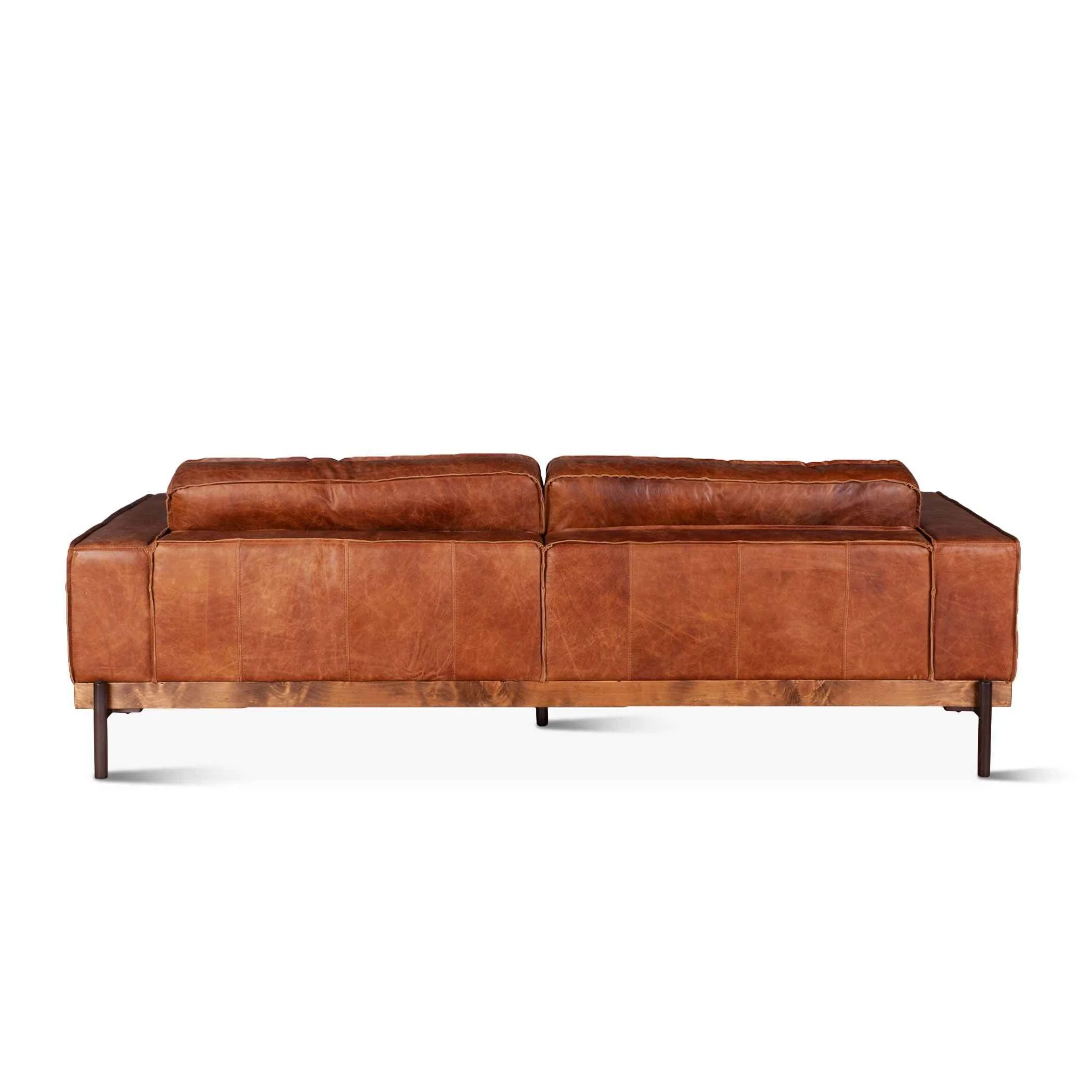 Portofino Modern 95" Sofa in Cocoa Brown Leather - Image 4