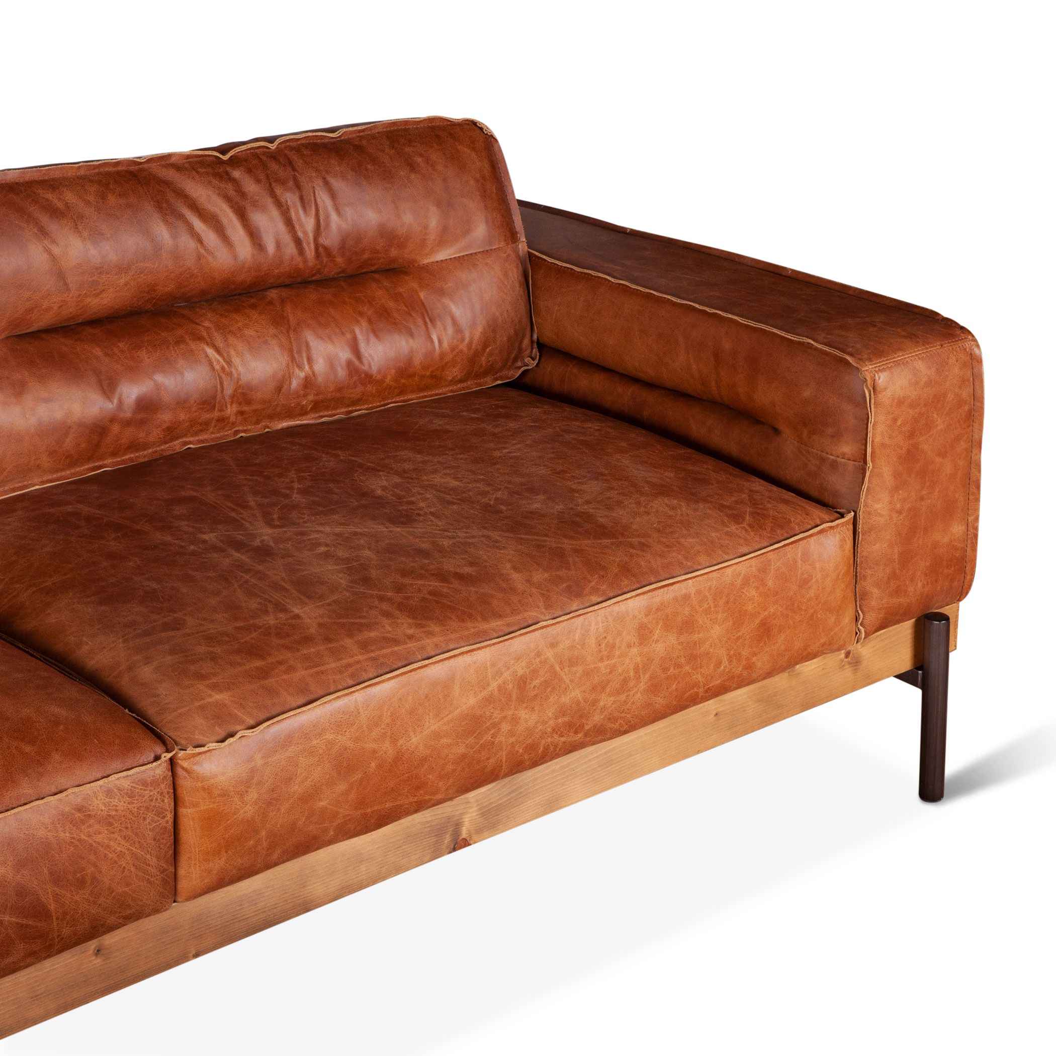 Portofino Modern 95" Sofa in Cocoa Brown Leather - Image 5