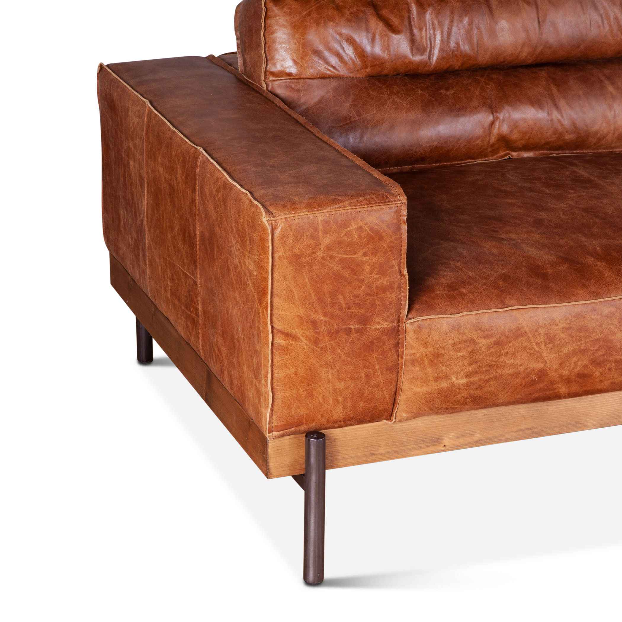 Portofino Modern 95" Sofa in Cocoa Brown Leather - Image 7