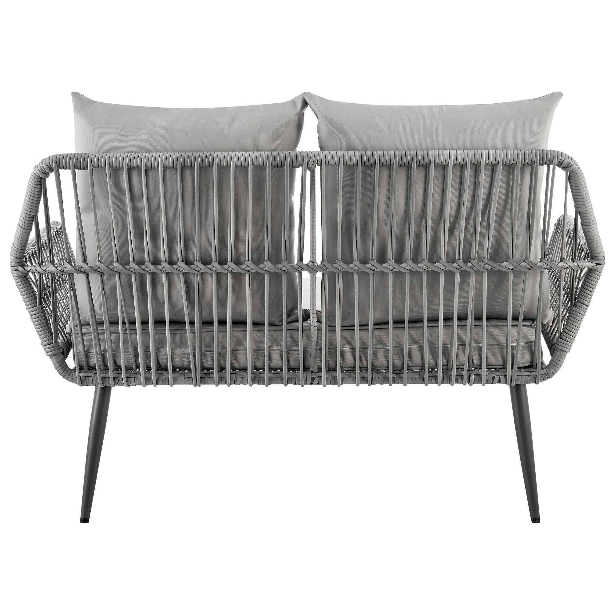 Portofino Patio 4-Person Conversation Set with Coffee Table with Grey Cushions - Image 10
