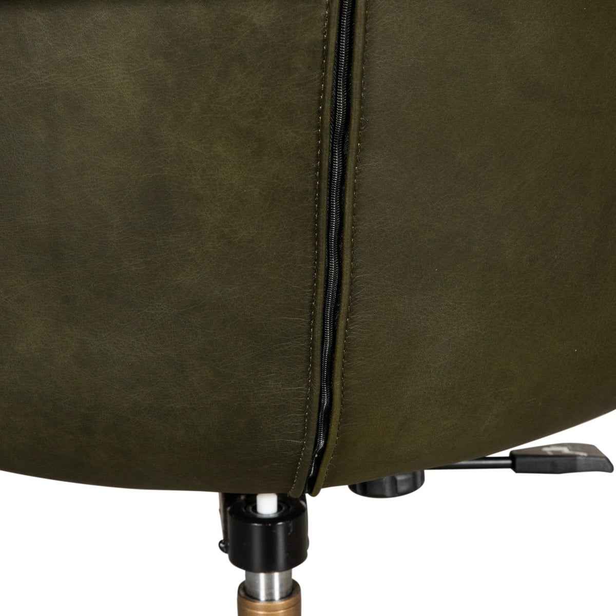 Portofino Swivel Office Chair in Emerald Green Leather and Antique Gold - Image 7